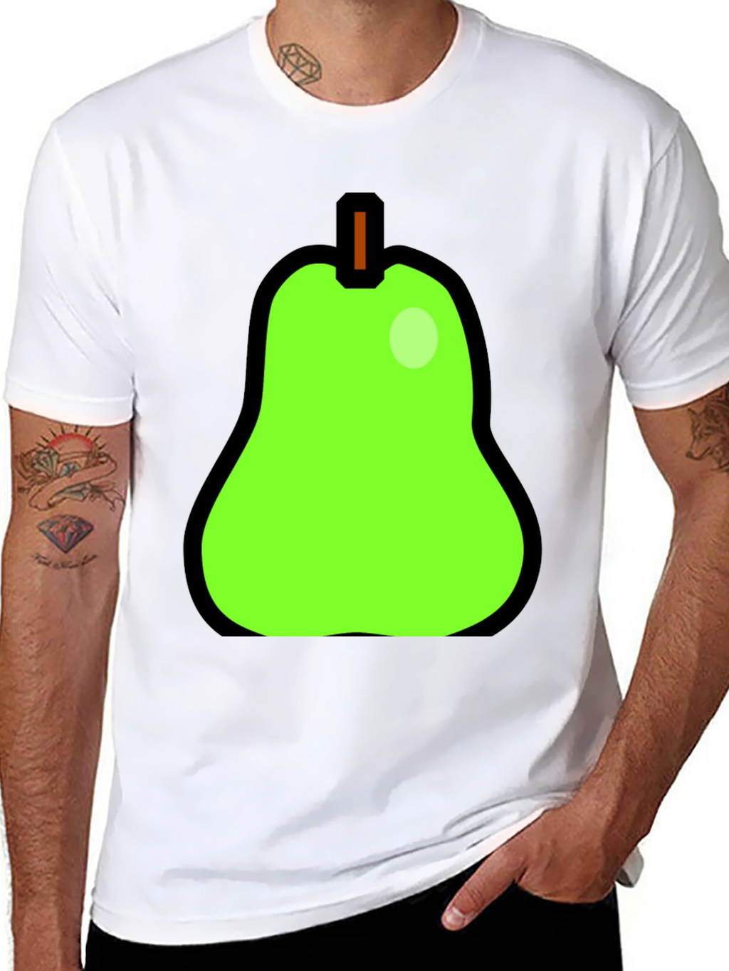 Fun Pear Graphic Print Black T-Shirt