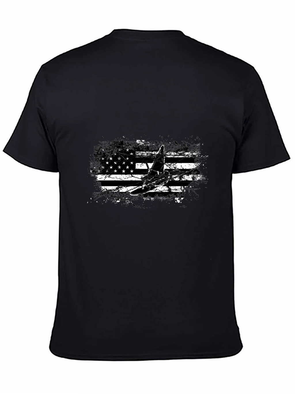American Flag Airplane Graphic Tee - Black