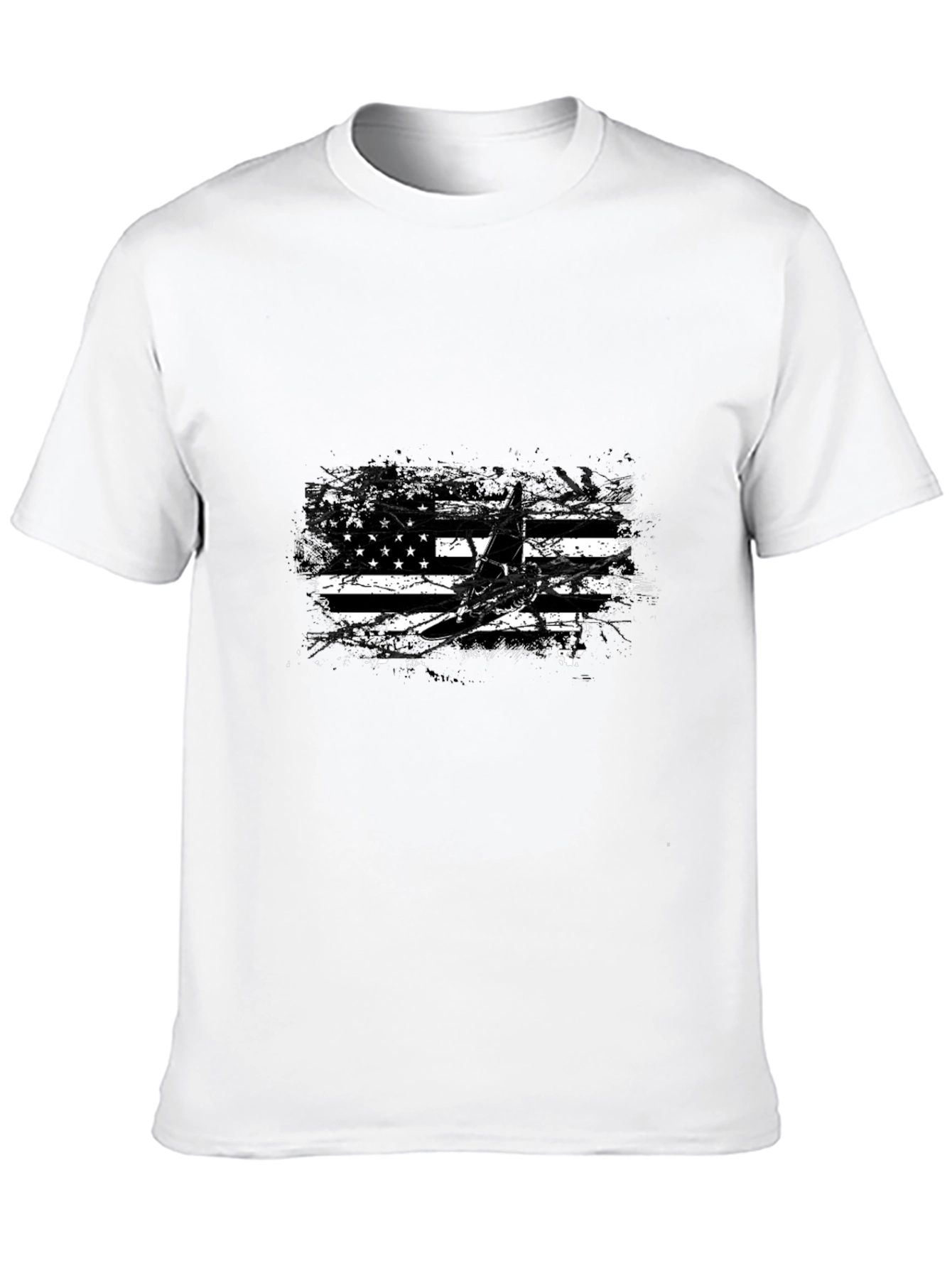 American Flag Airplane Graphic Tee - Black