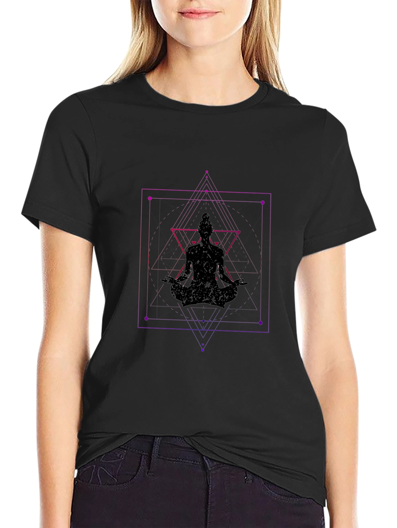 Geometric Meditating Woman T-Shirt