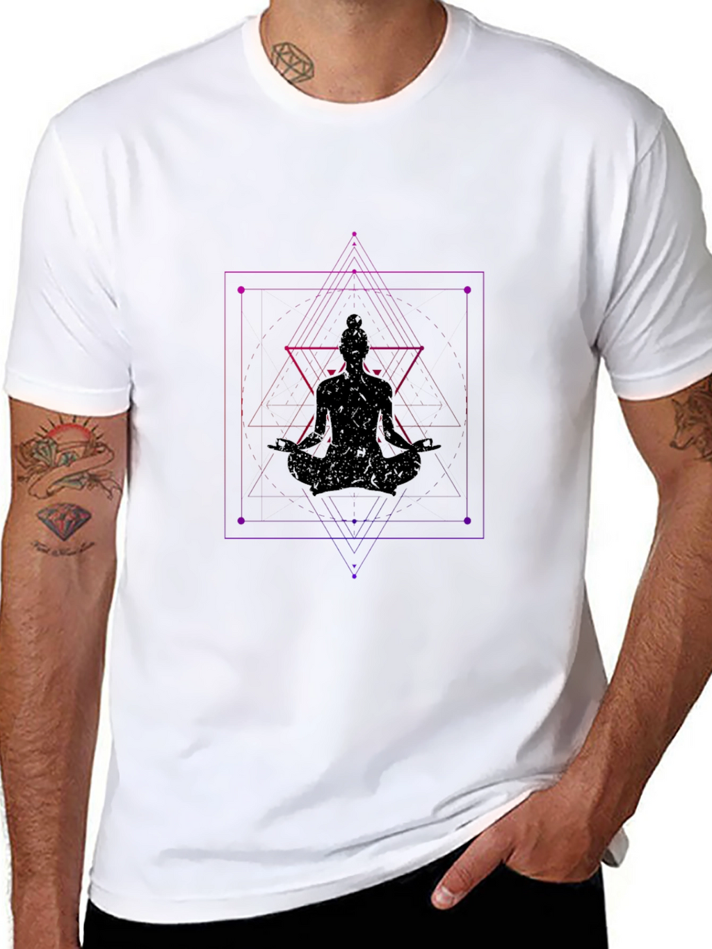 Geometric Meditating Woman T-Shirt
