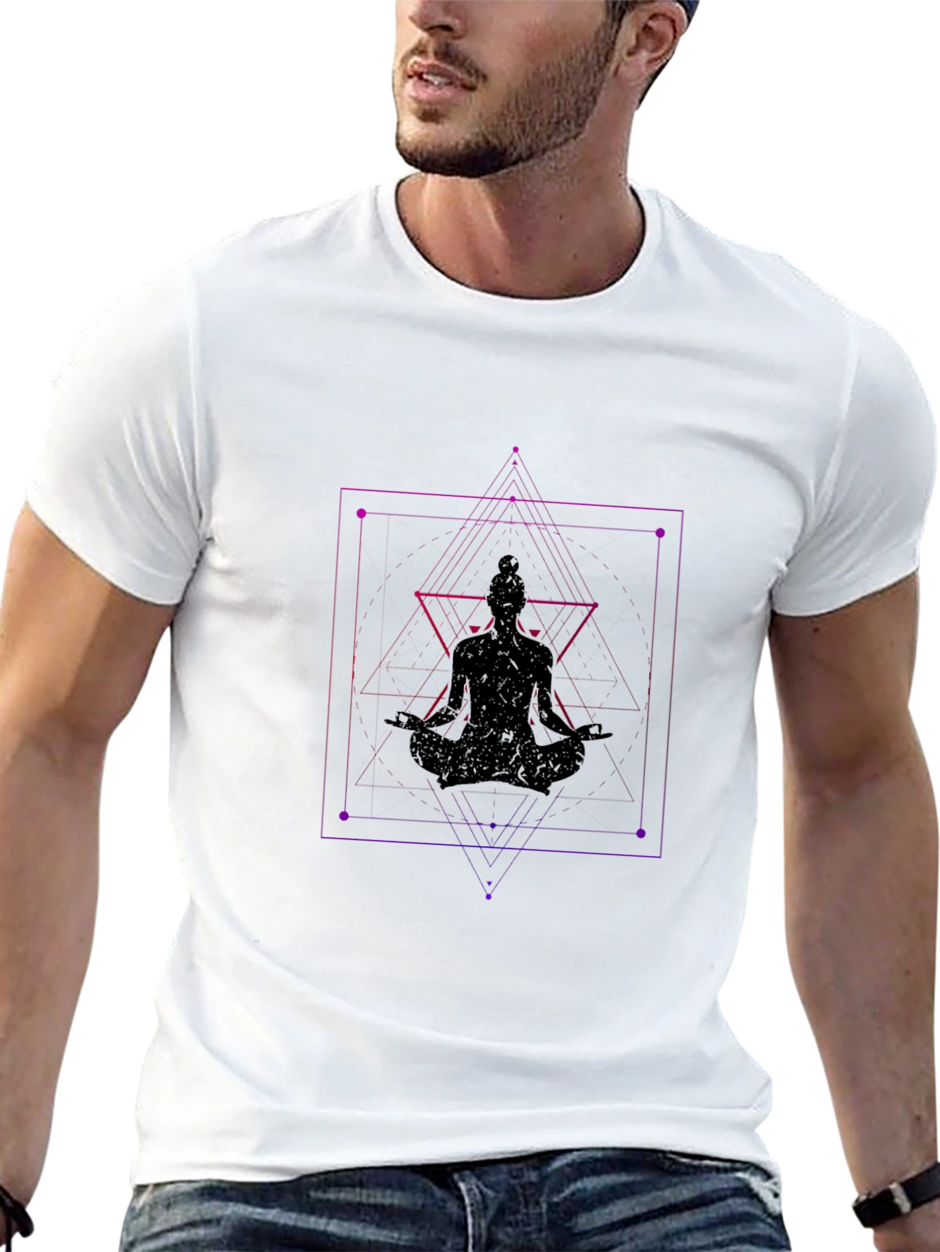 Geometric Meditating Woman T-Shirt