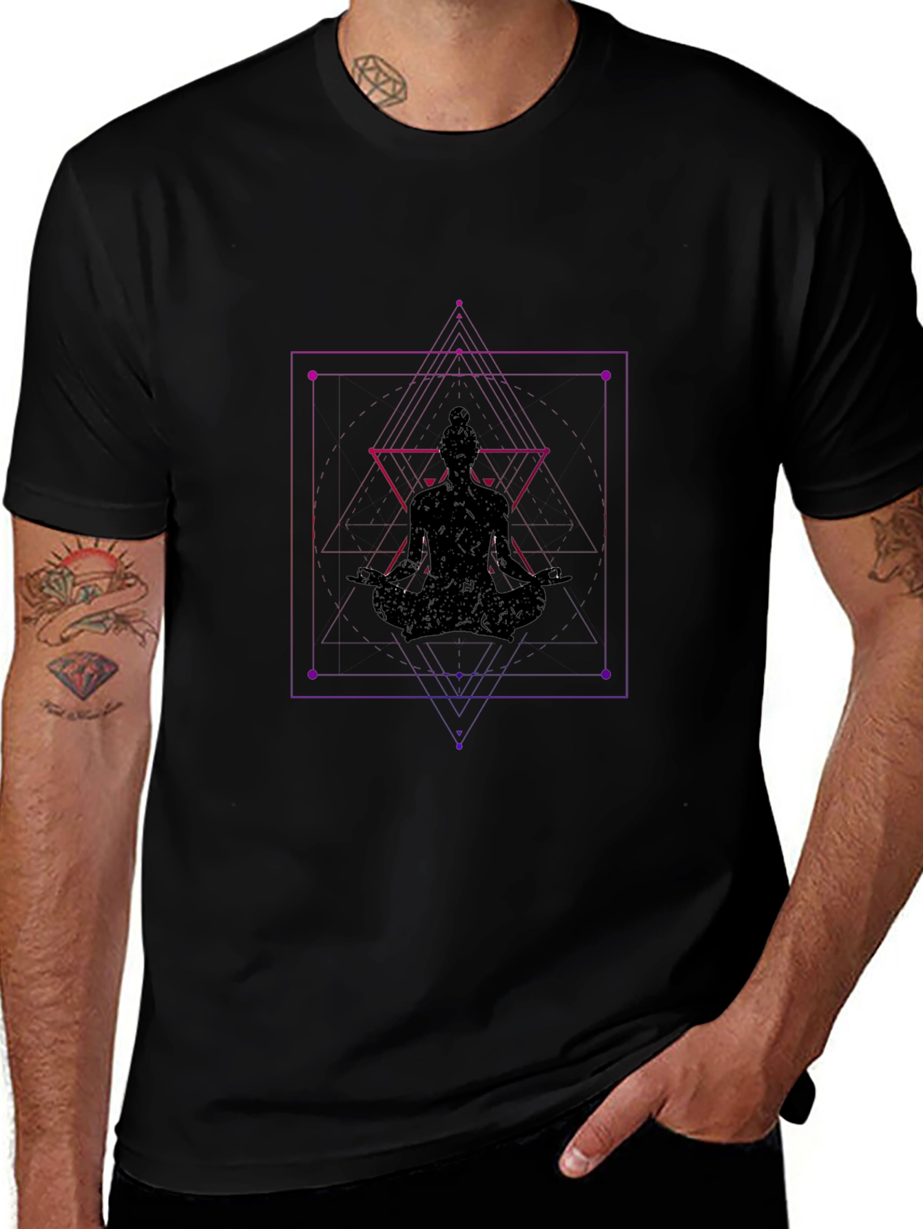 Geometric Meditating Woman T-Shirt