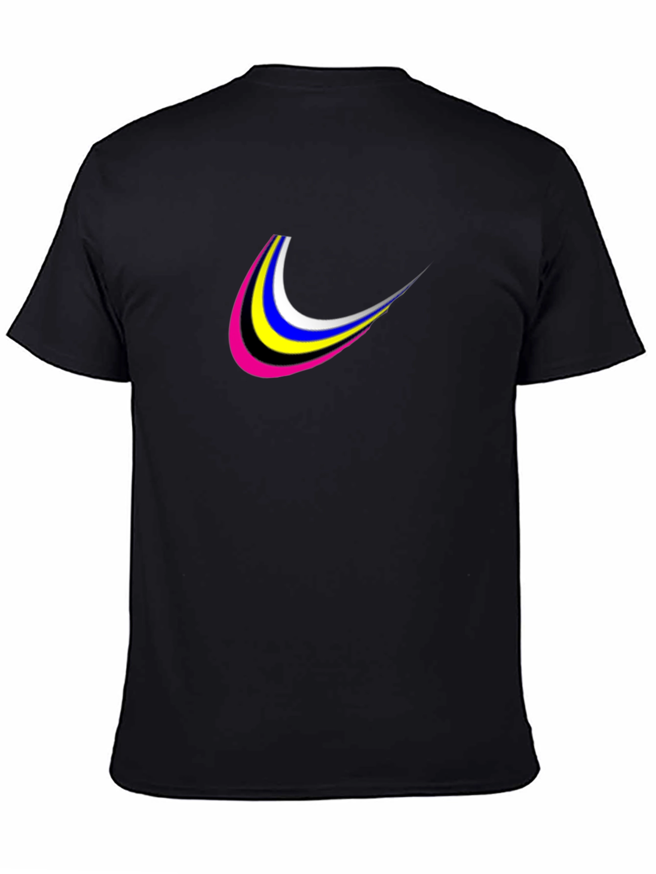 Mens Black Graphic Tee - Colorful Arc Design