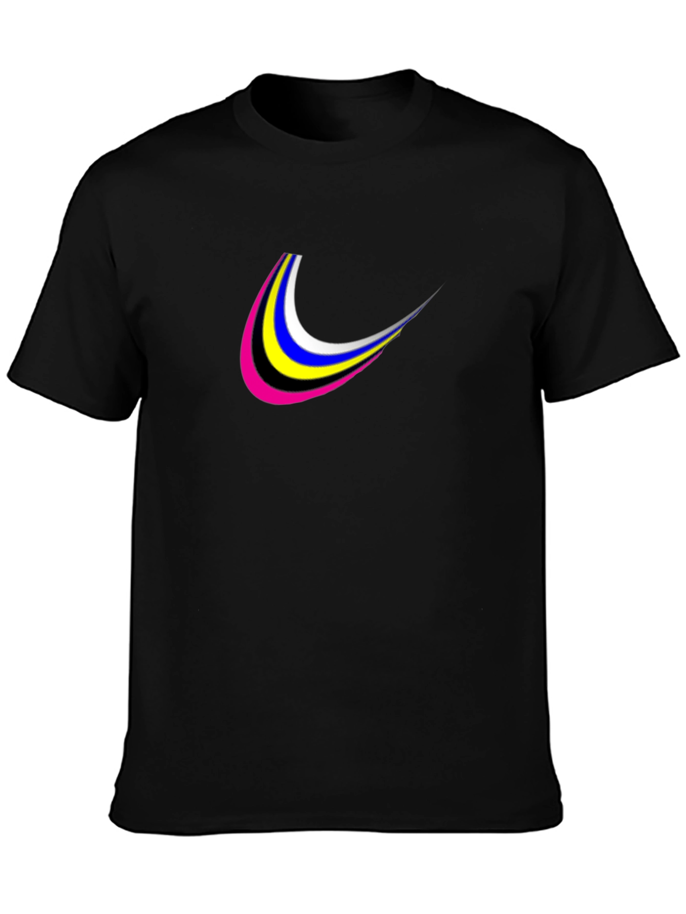 Mens Black Graphic Tee - Colorful Arc Design