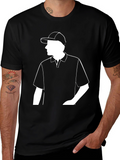 Mens Black Polo Shirt with White Graphic
