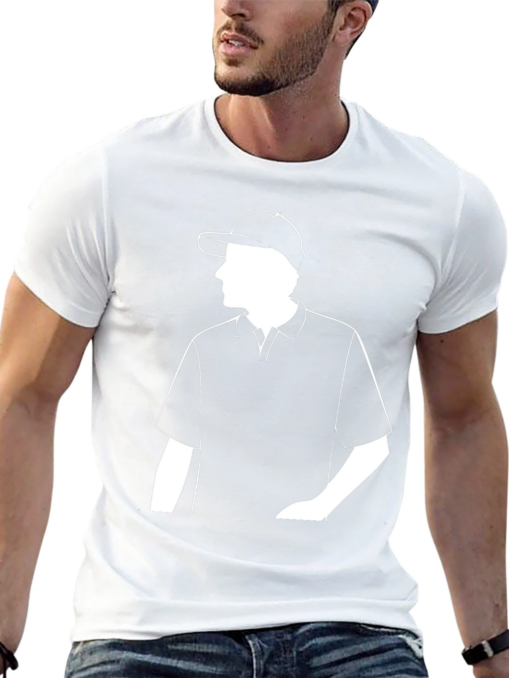 Mens Black Polo Shirt with White Graphic