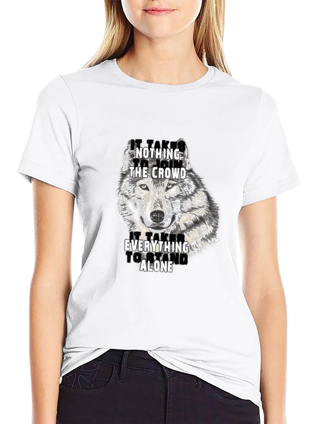 Wolf Graphic Print Crew Neck T-Shirt