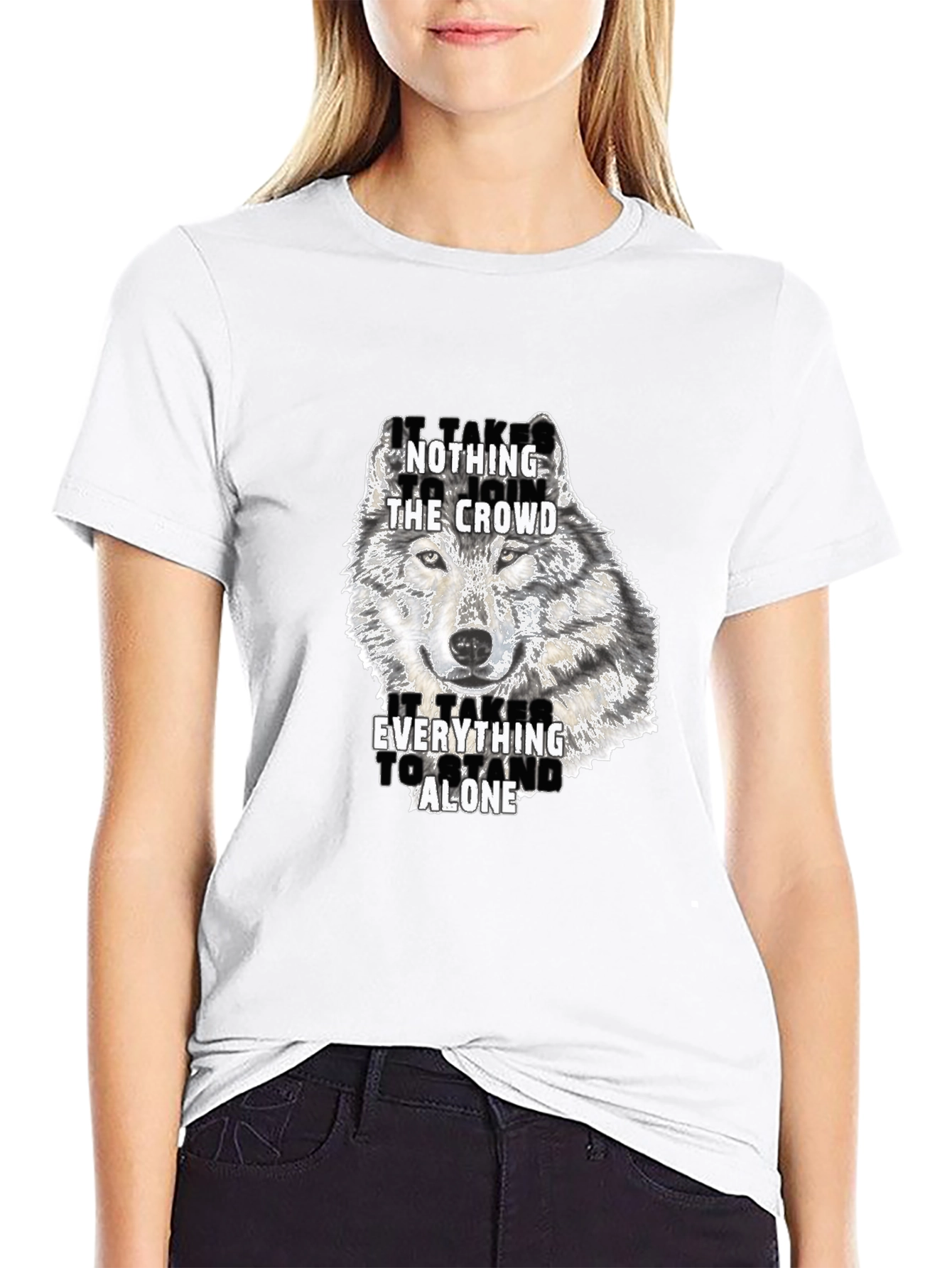 Wolf Graphic Print Crew Neck T-Shirt