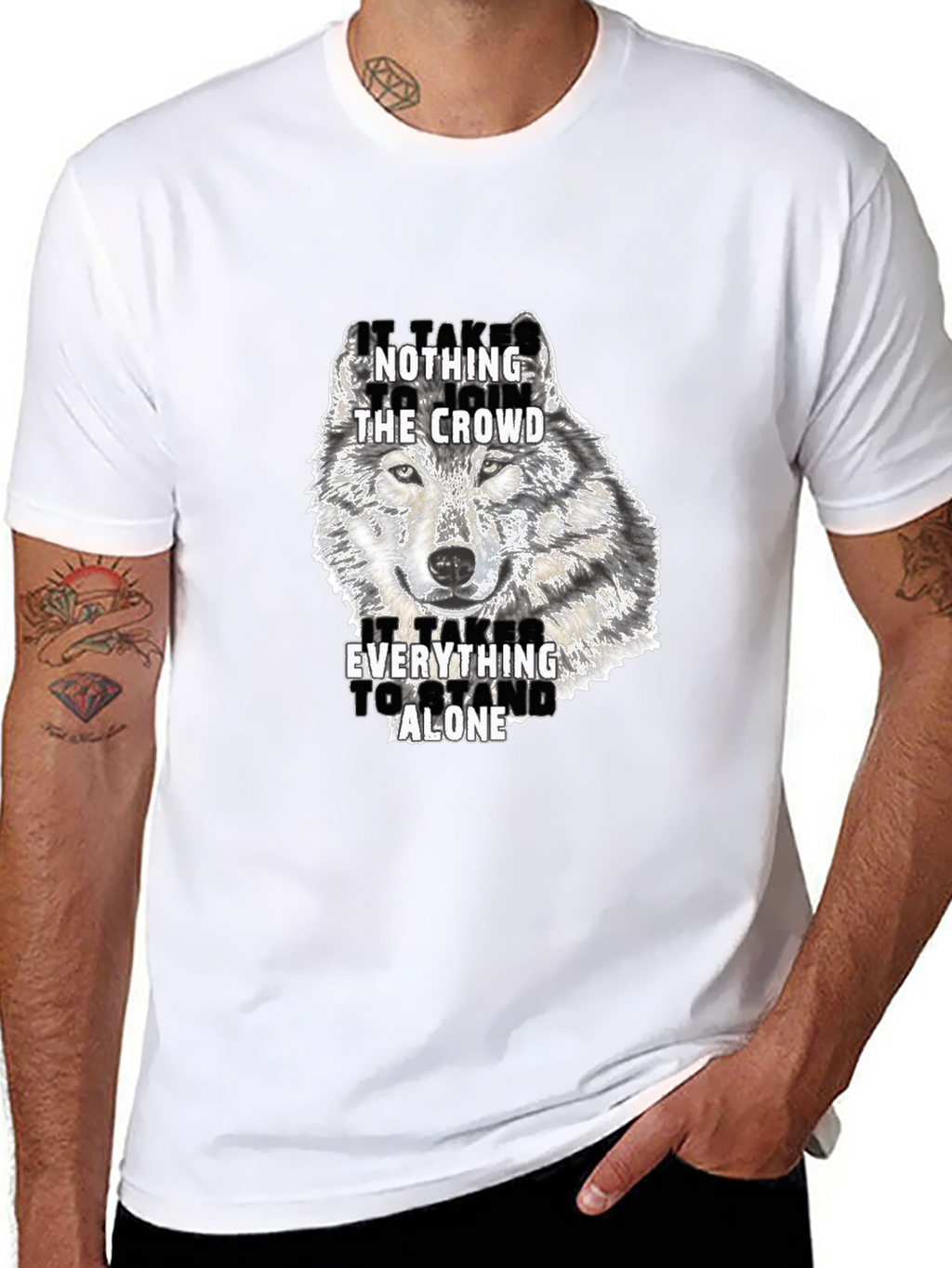 Wolf Graphic Print Crew Neck T-Shirt
