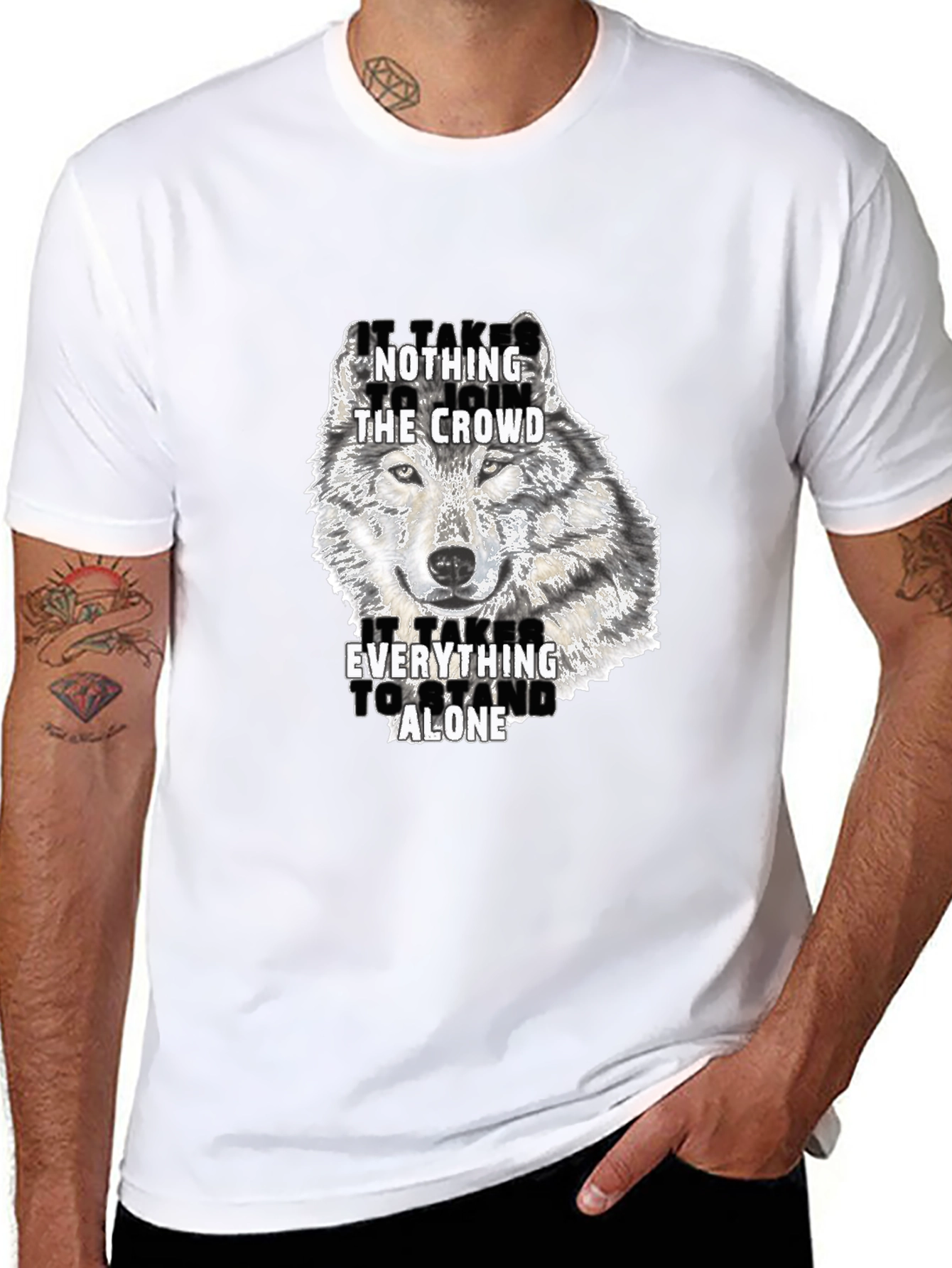 Wolf Graphic Print Crew Neck T-Shirt