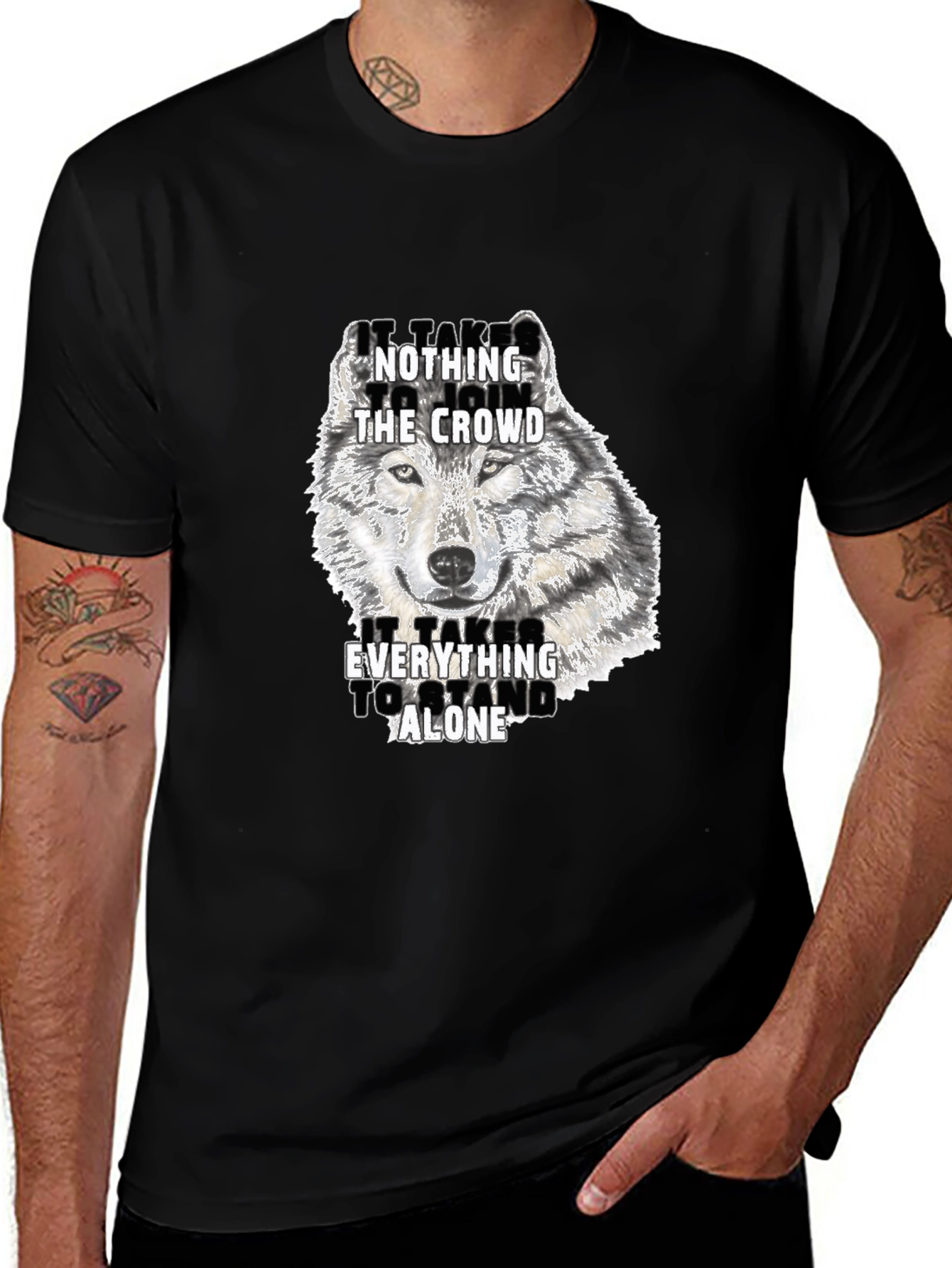 Wolf Graphic Print Crew Neck T-Shirt