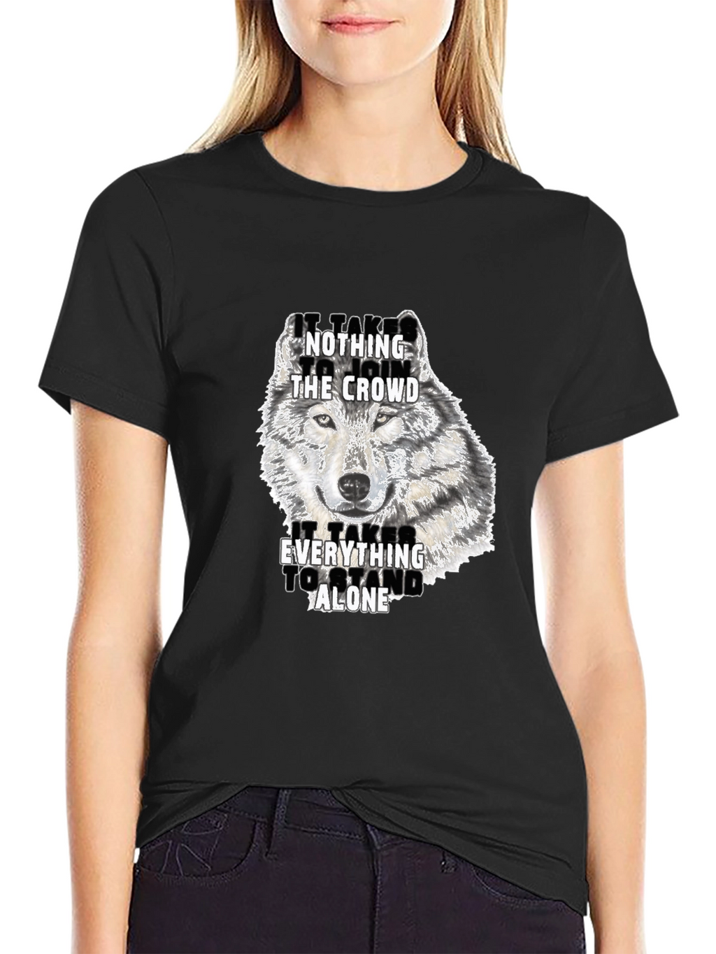 Wolf Graphic Print Crew Neck T-Shirt