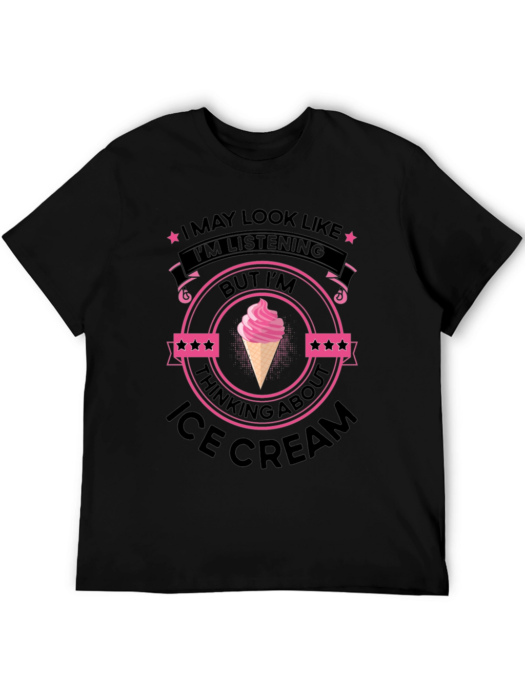 Ice Cream Minded Black T-Shirt
