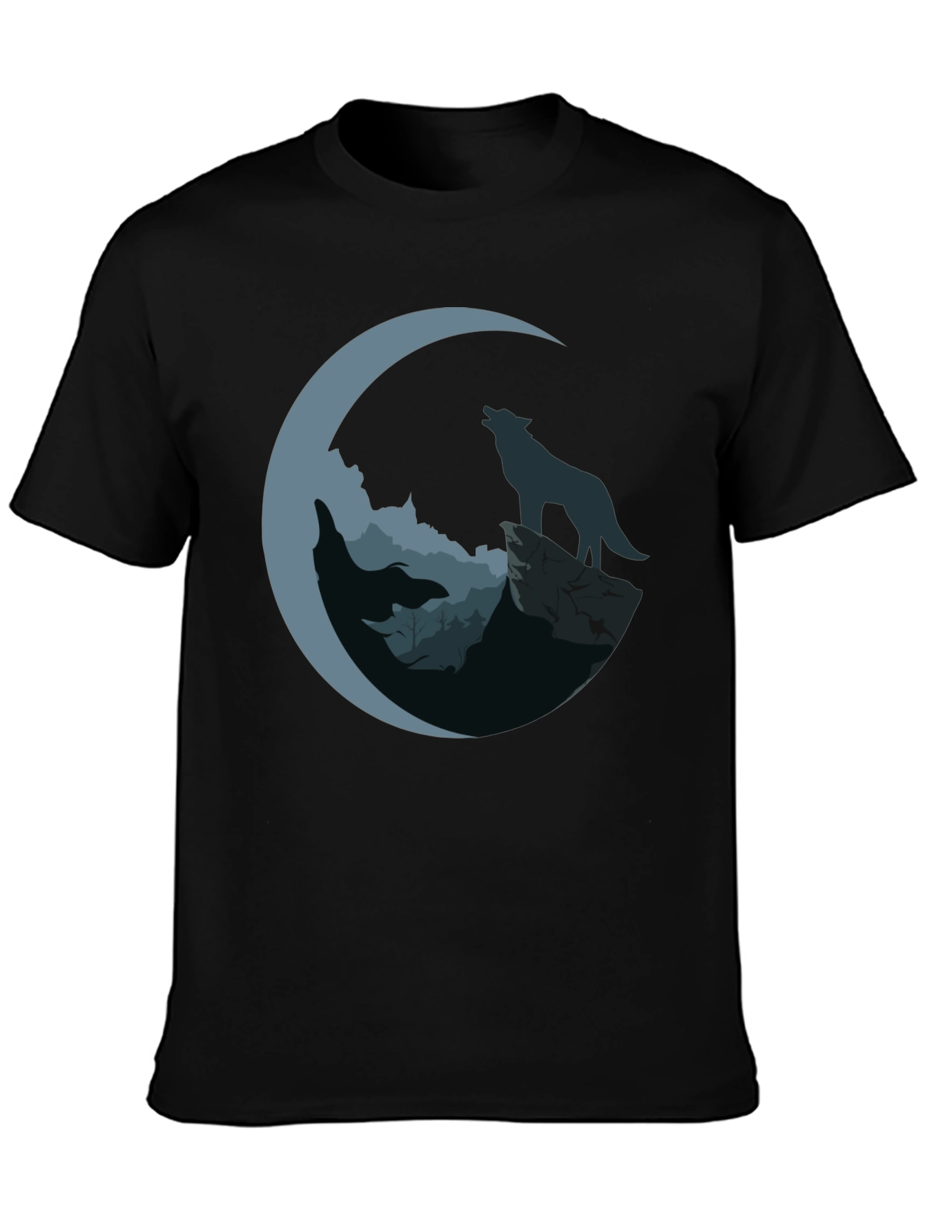Wolf Moon Graphic Tee - Mens Black T-Shirt