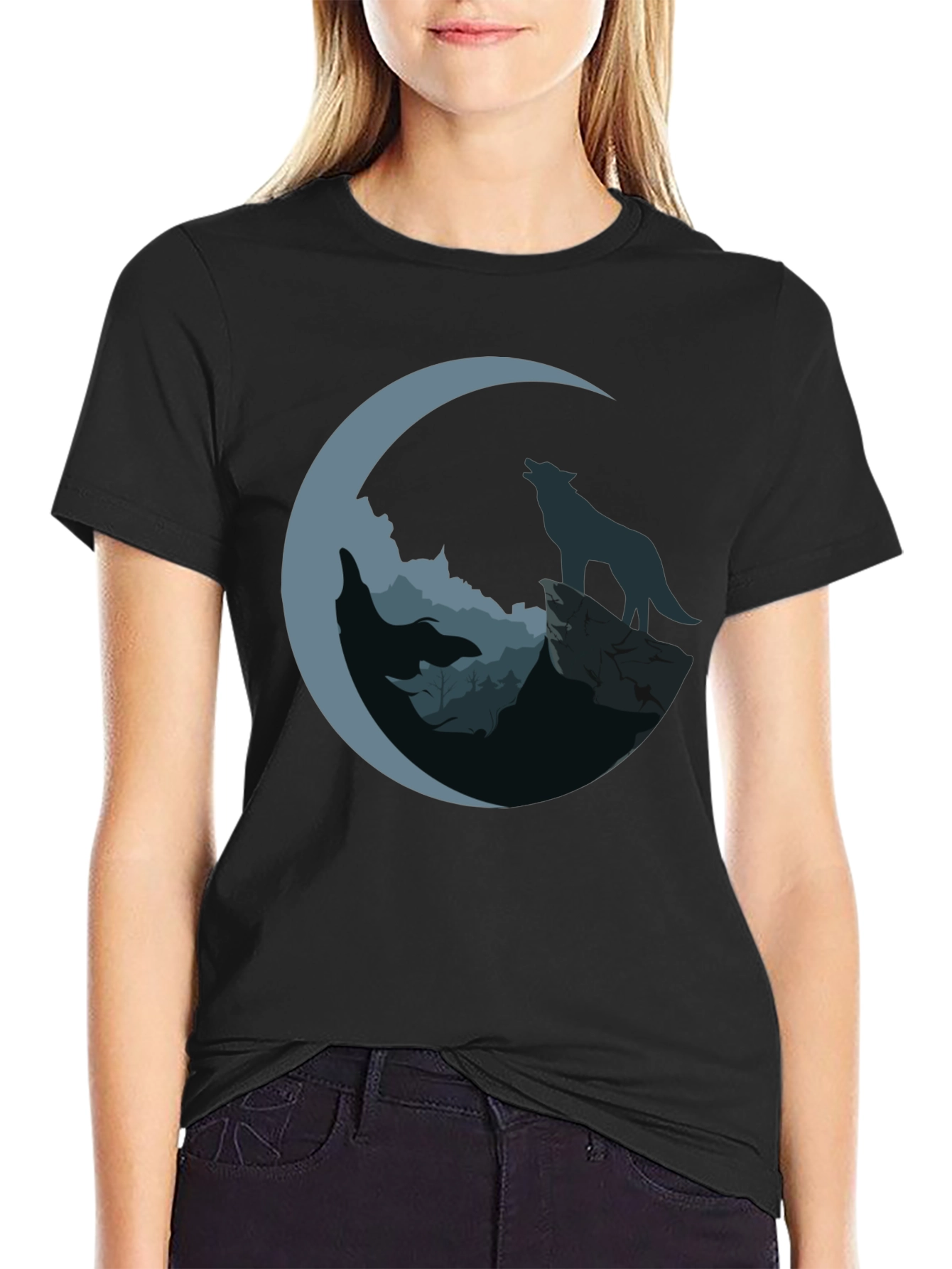 Wolf Moon Graphic Tee - Mens Black T-Shirt