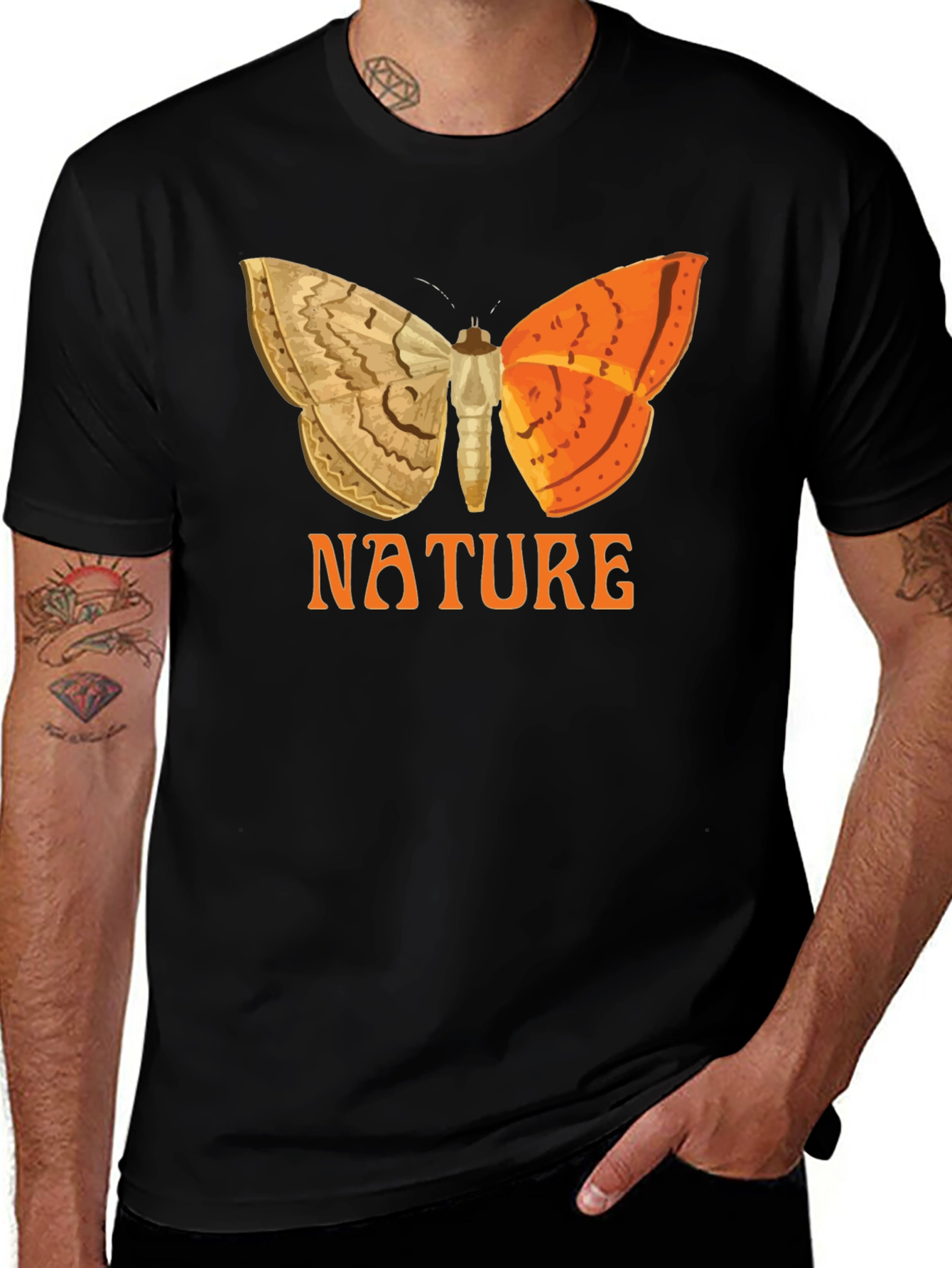 Nature Butterfly Graphic Tee - Black