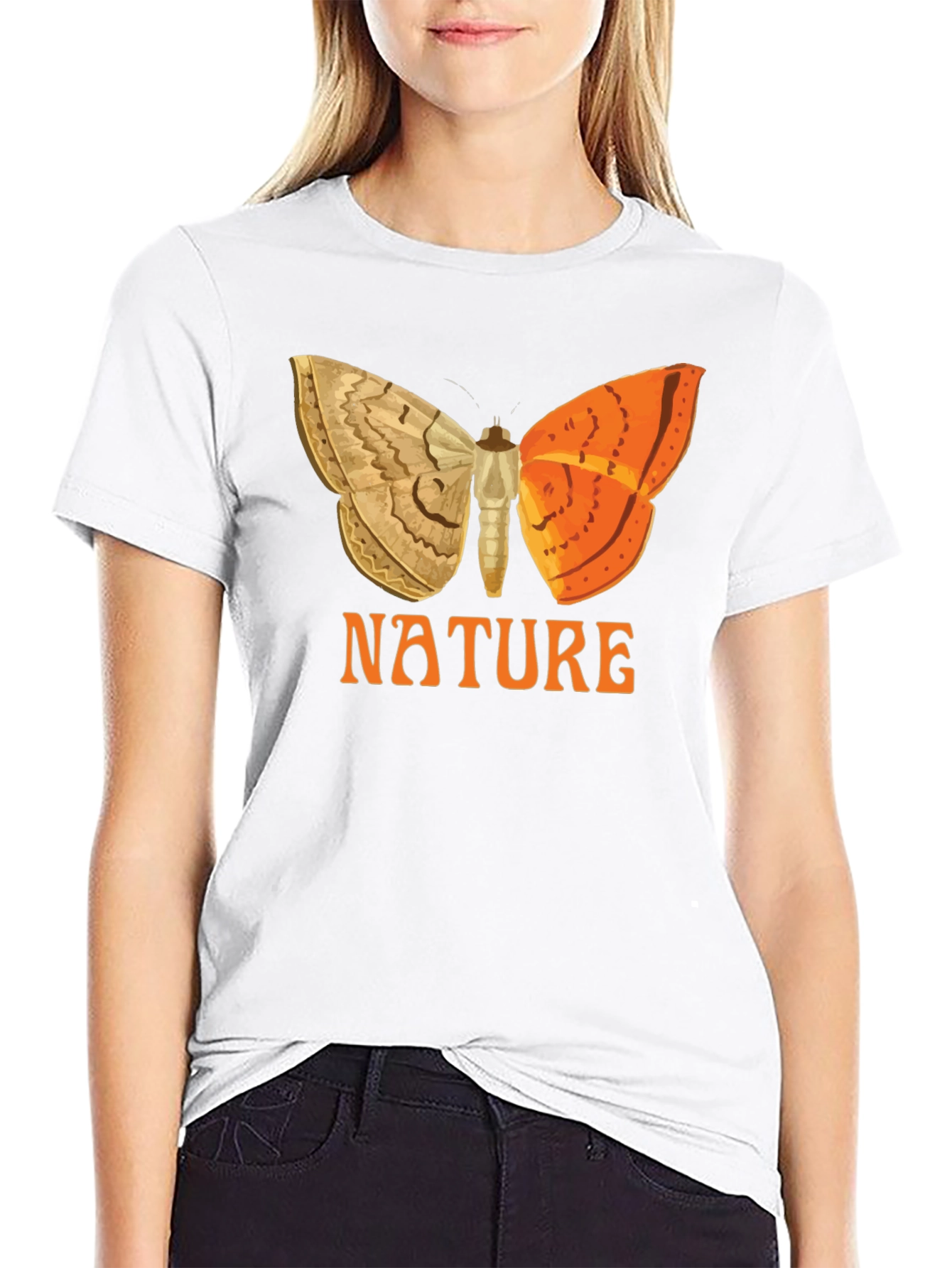 Nature Butterfly Graphic Tee - Black
