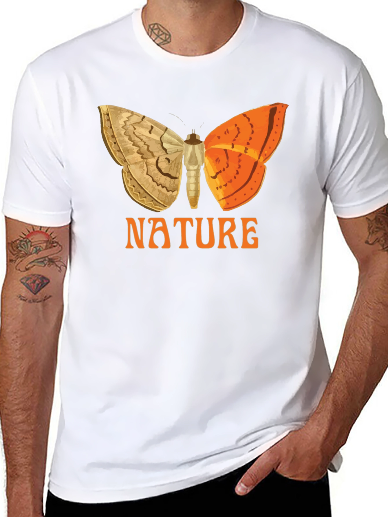 Nature Butterfly Graphic Tee - Black