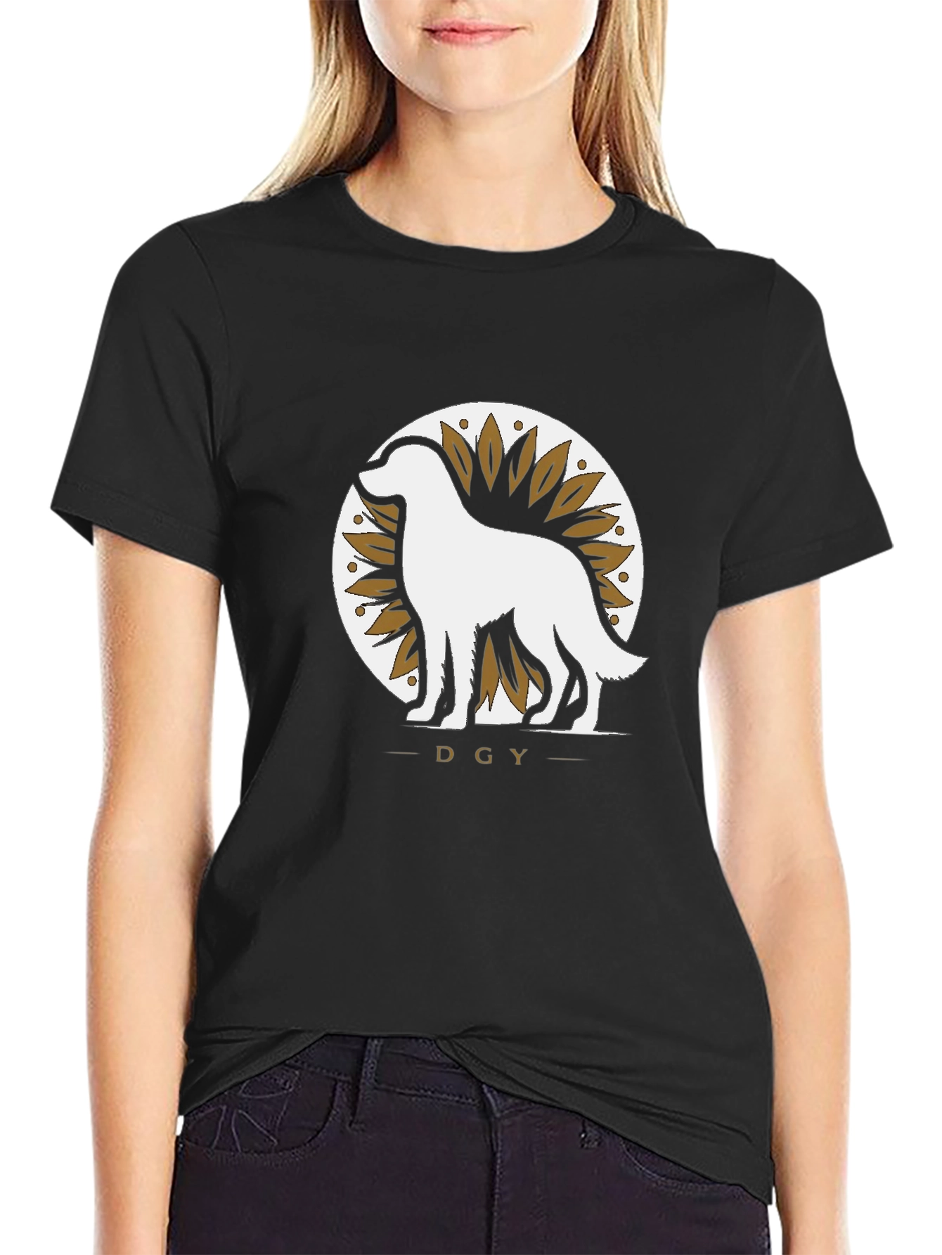 Sunflower Dog Silhouette T-Shirt – Artistic Dog Lover Graphic Tee