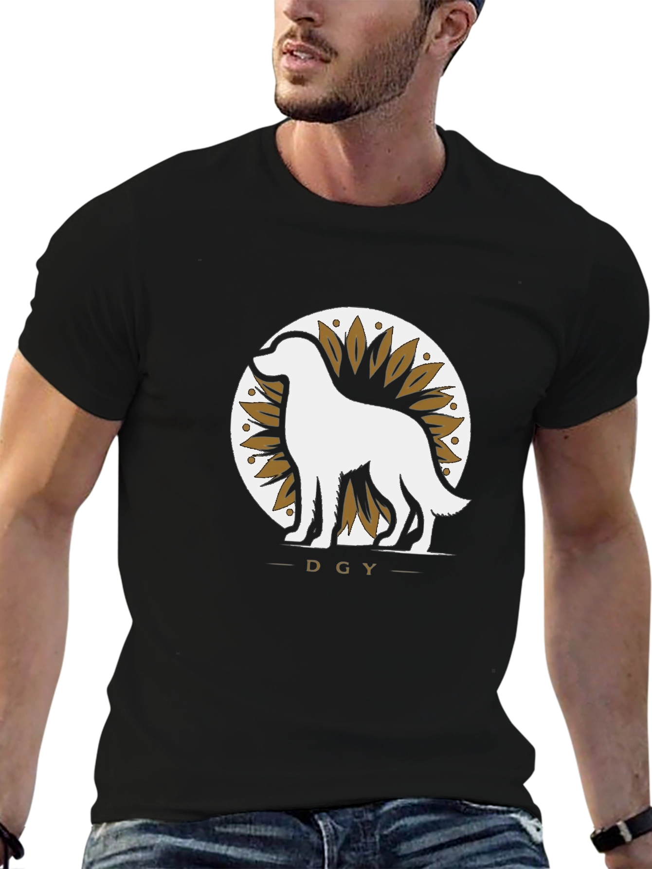Sunflower Dog Silhouette T-Shirt – Artistic Dog Lover Graphic Tee