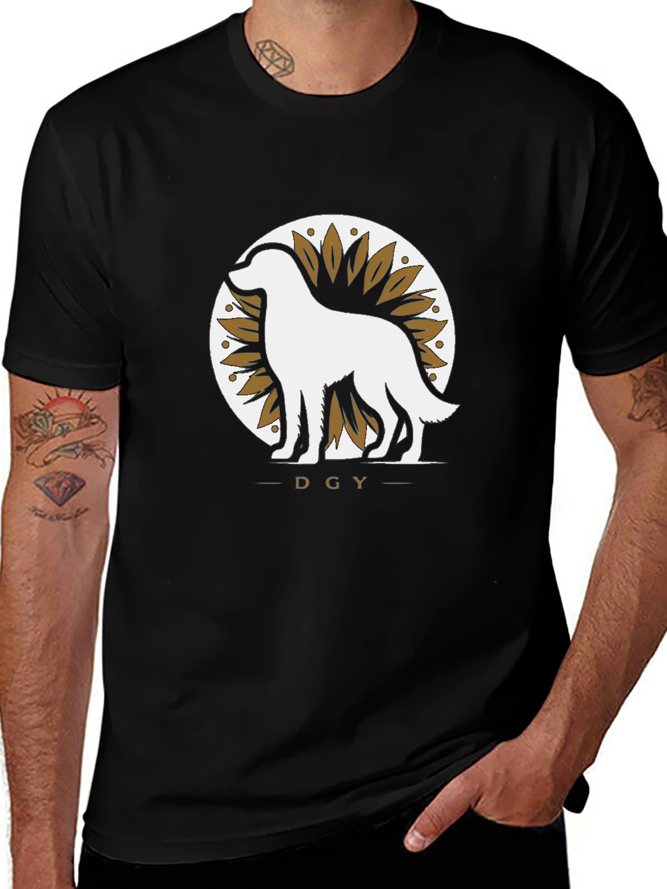 Sunflower Dog Silhouette T-Shirt – Artistic Dog Lover Graphic Tee