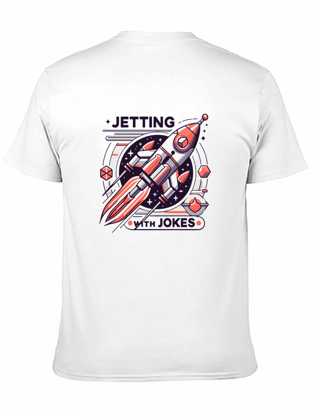 Retro Rocket Graphic Tee - Black Cotton Blend T-Shirt