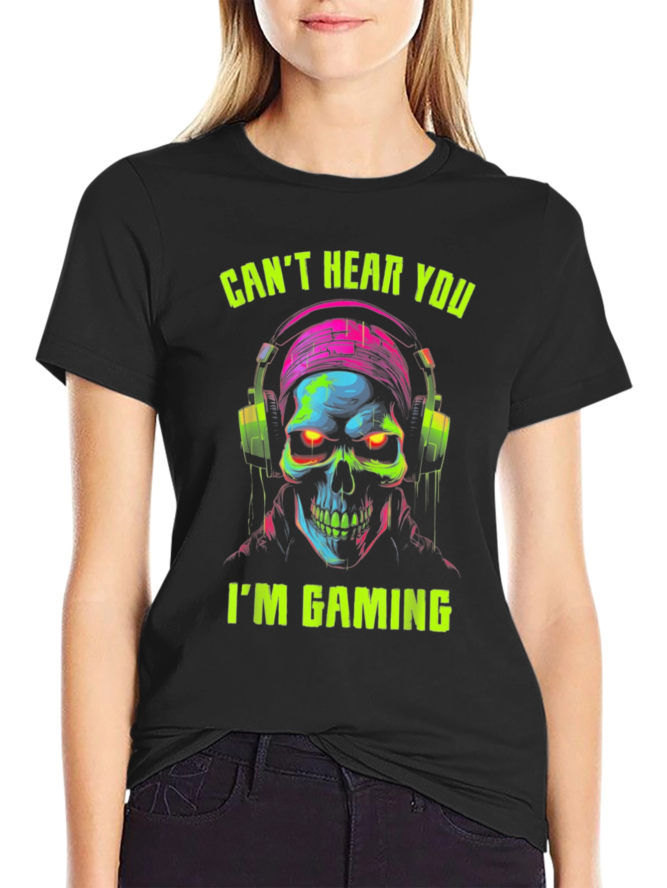 Gamer Skull T-Shirt: Cant Hear You Im Gaming!