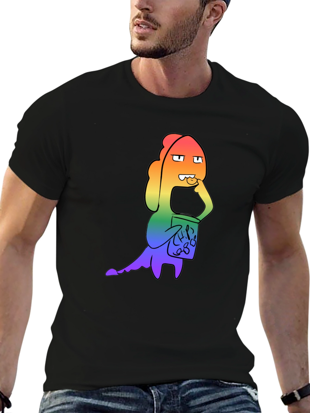 Rainbow Monster Chips Black T-Shirt