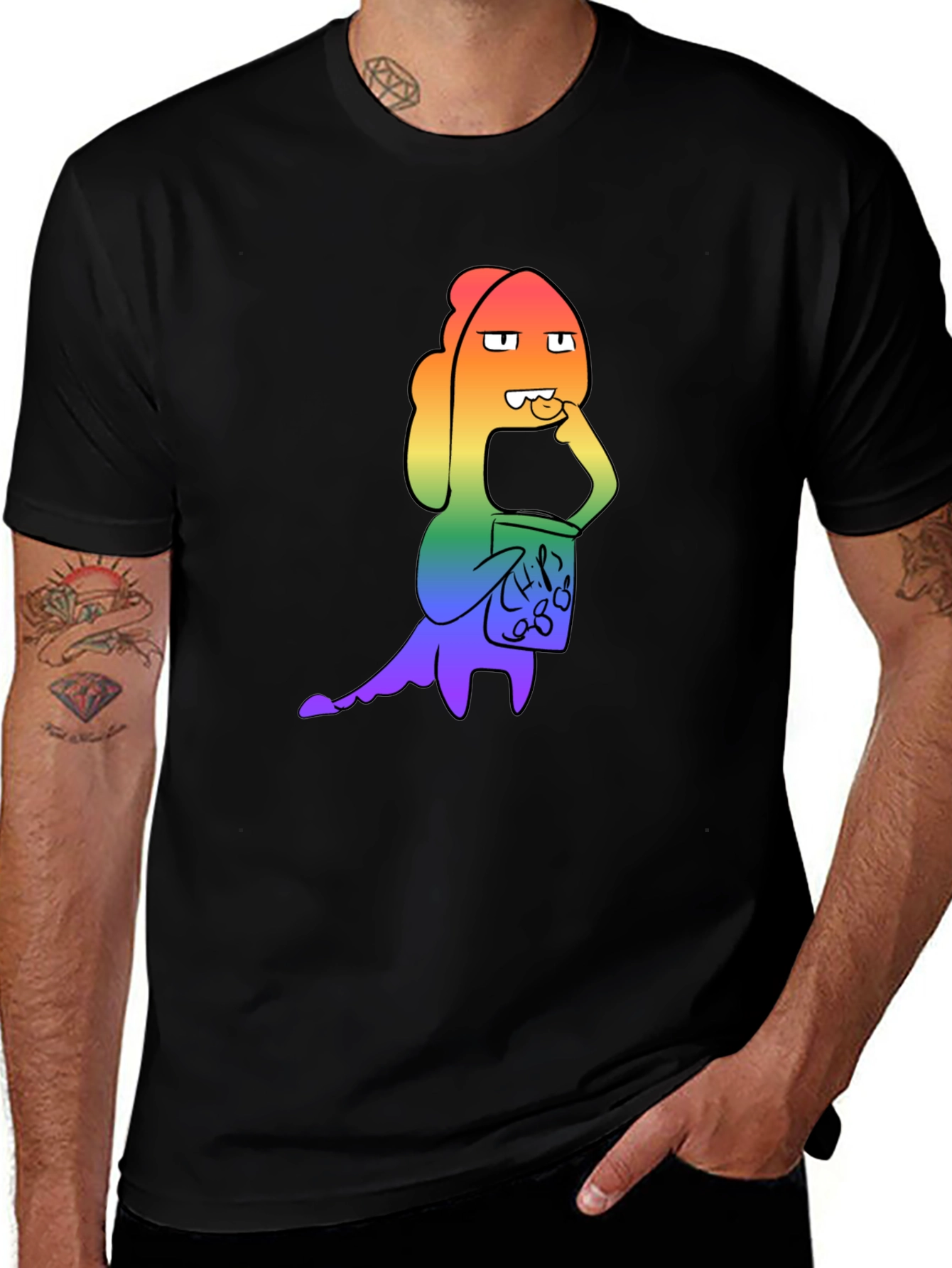 Rainbow Monster Chips Black T-Shirt