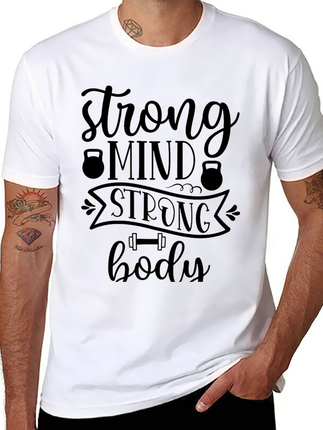 Strong Mind Strong Body Graphic Tee - Black Fitness Shirt
