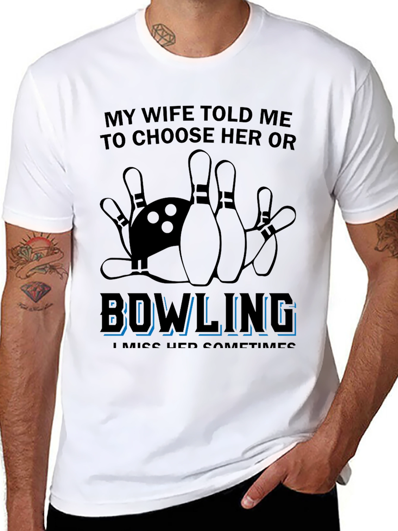 Bowling Over Wife T-Shirt Funny Sarcastic Gift