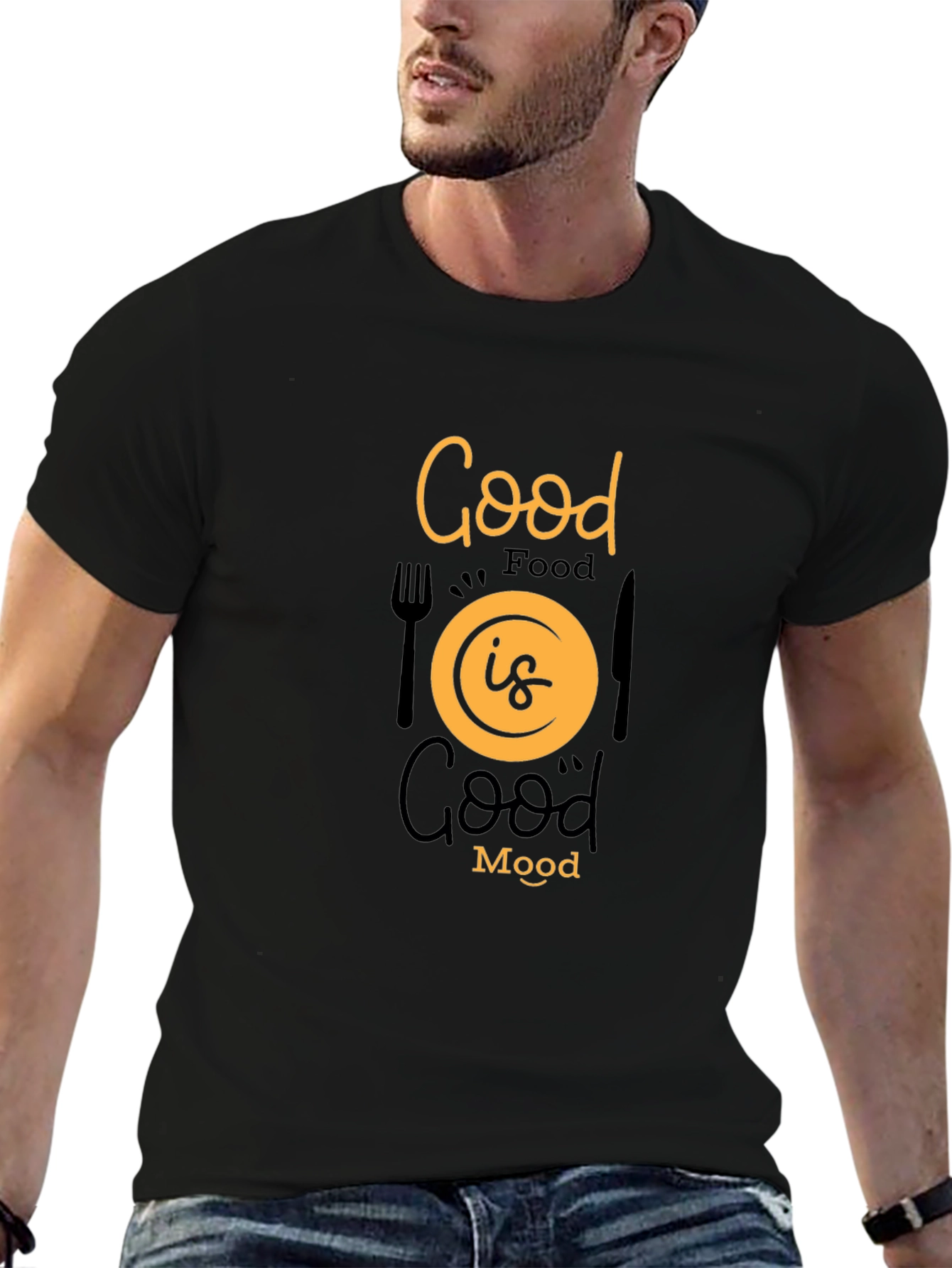 Good Food Good Mood Black Graphic Tee