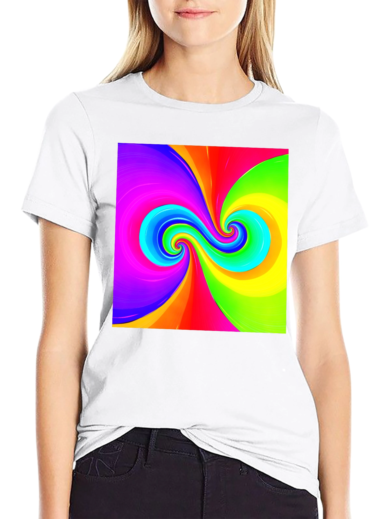 Vibrant Swirl Graphic Black T-Shirt