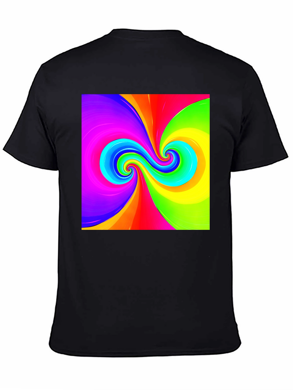 Vibrant Swirl Graphic Black T-Shirt