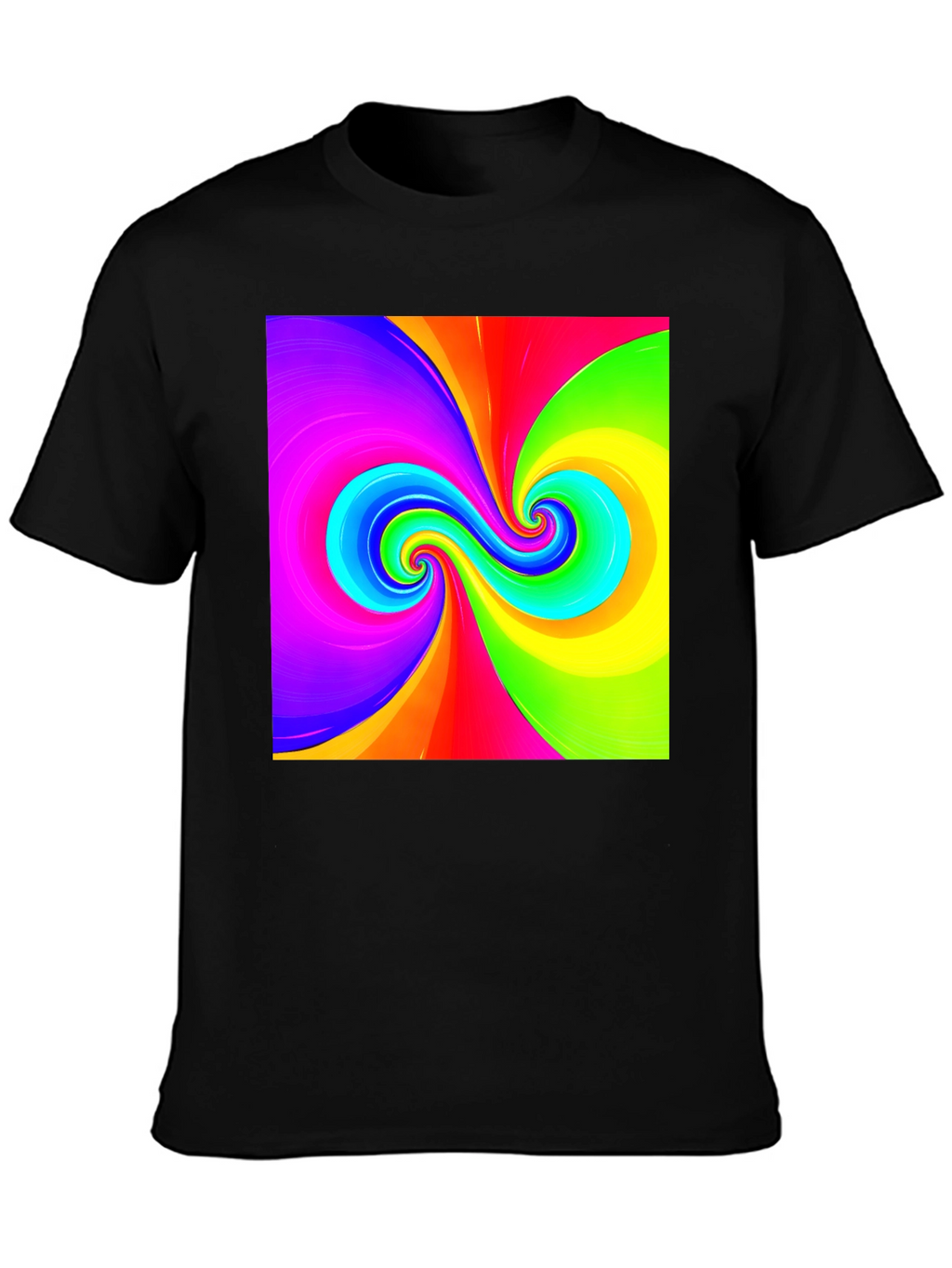 Vibrant Swirl Graphic Black T-Shirt