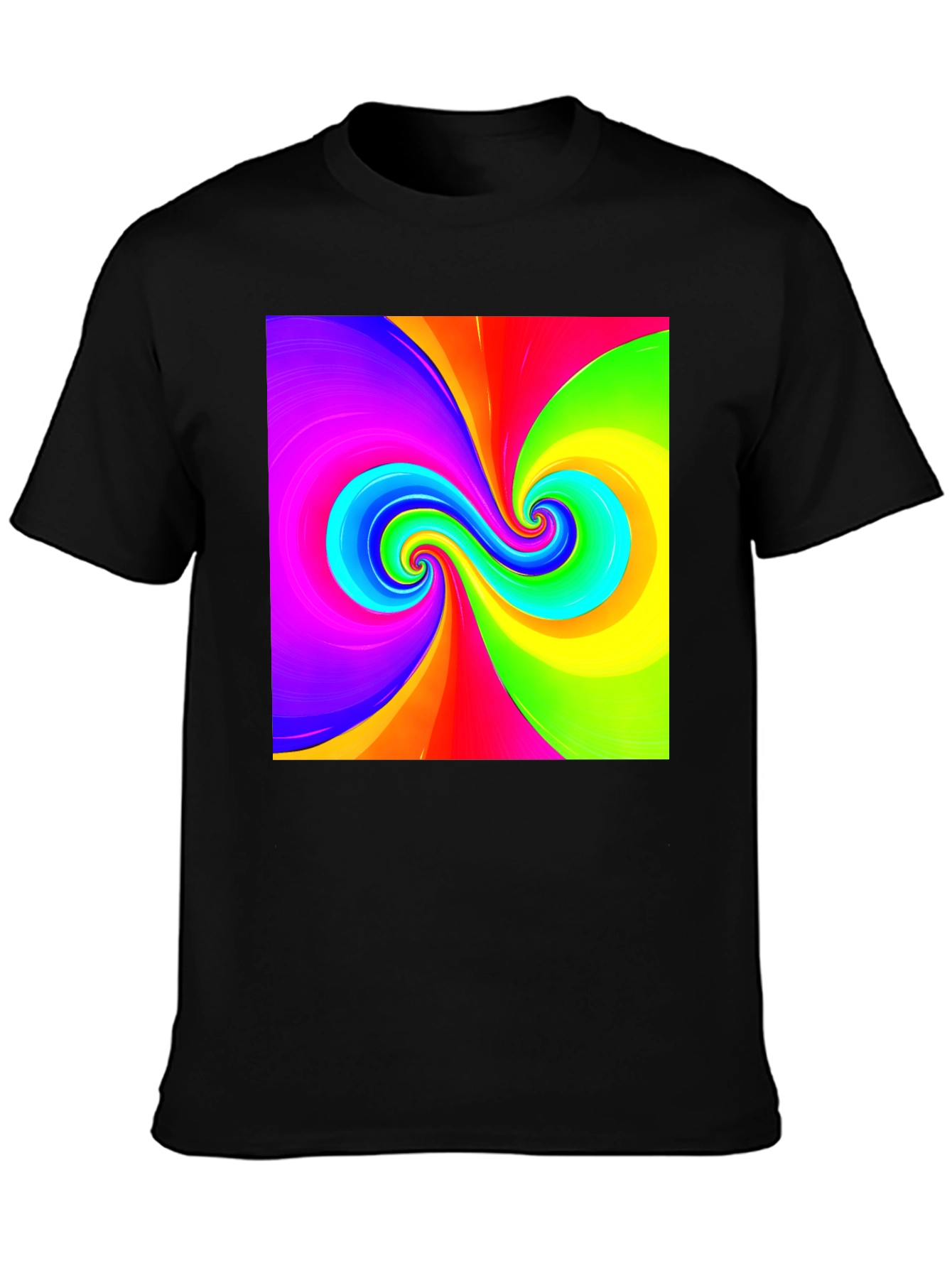 Vibrant Swirl Graphic Black T-Shirt