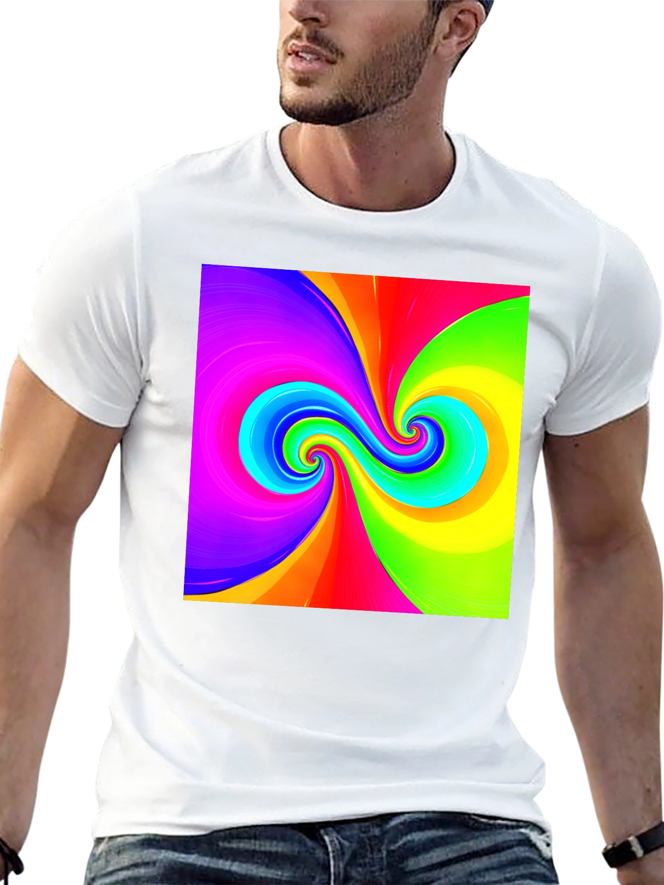 Vibrant Swirl Graphic Black T-Shirt