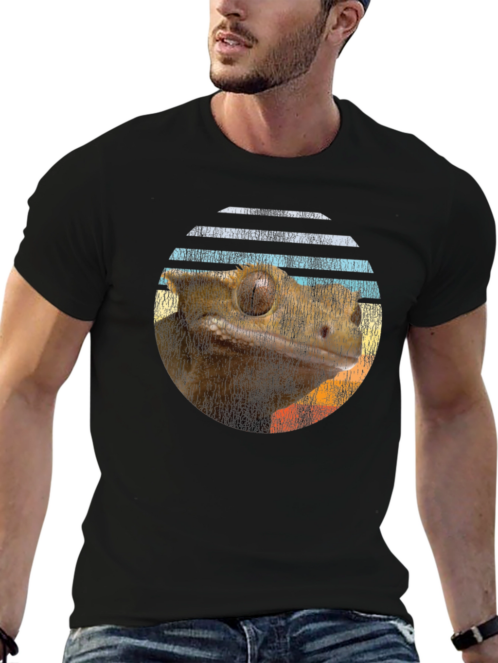 Crested Gecko Sunset T-Shirt - Reptile Lover Tee