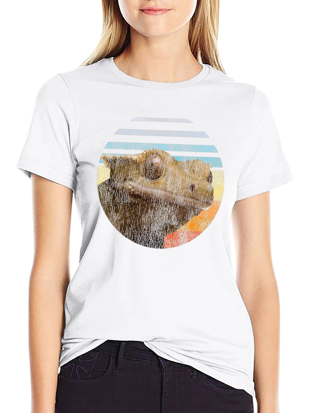 Crested Gecko Sunset T-Shirt - Reptile Lover Tee