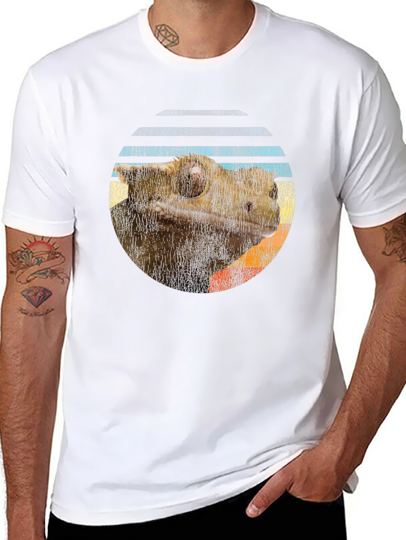 Crested Gecko Sunset T-Shirt - Reptile Lover Tee