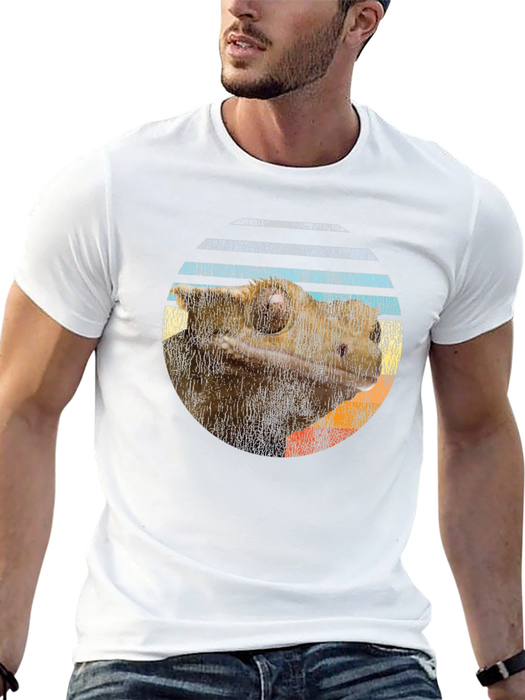 Crested Gecko Sunset T-Shirt - Reptile Lover Tee