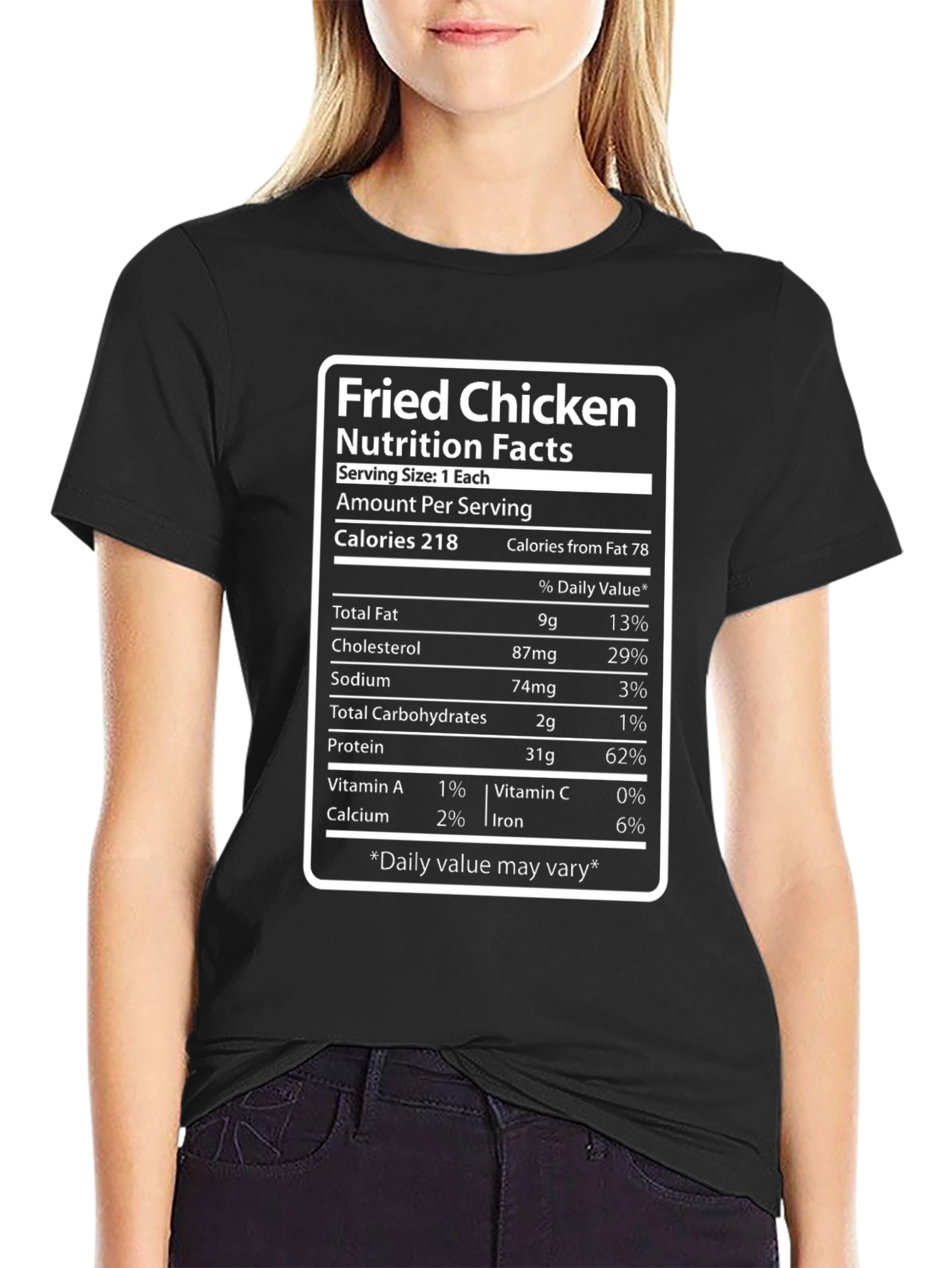 Fried Chicken Nutrition Facts T-Shirt Funny Foodie Tee