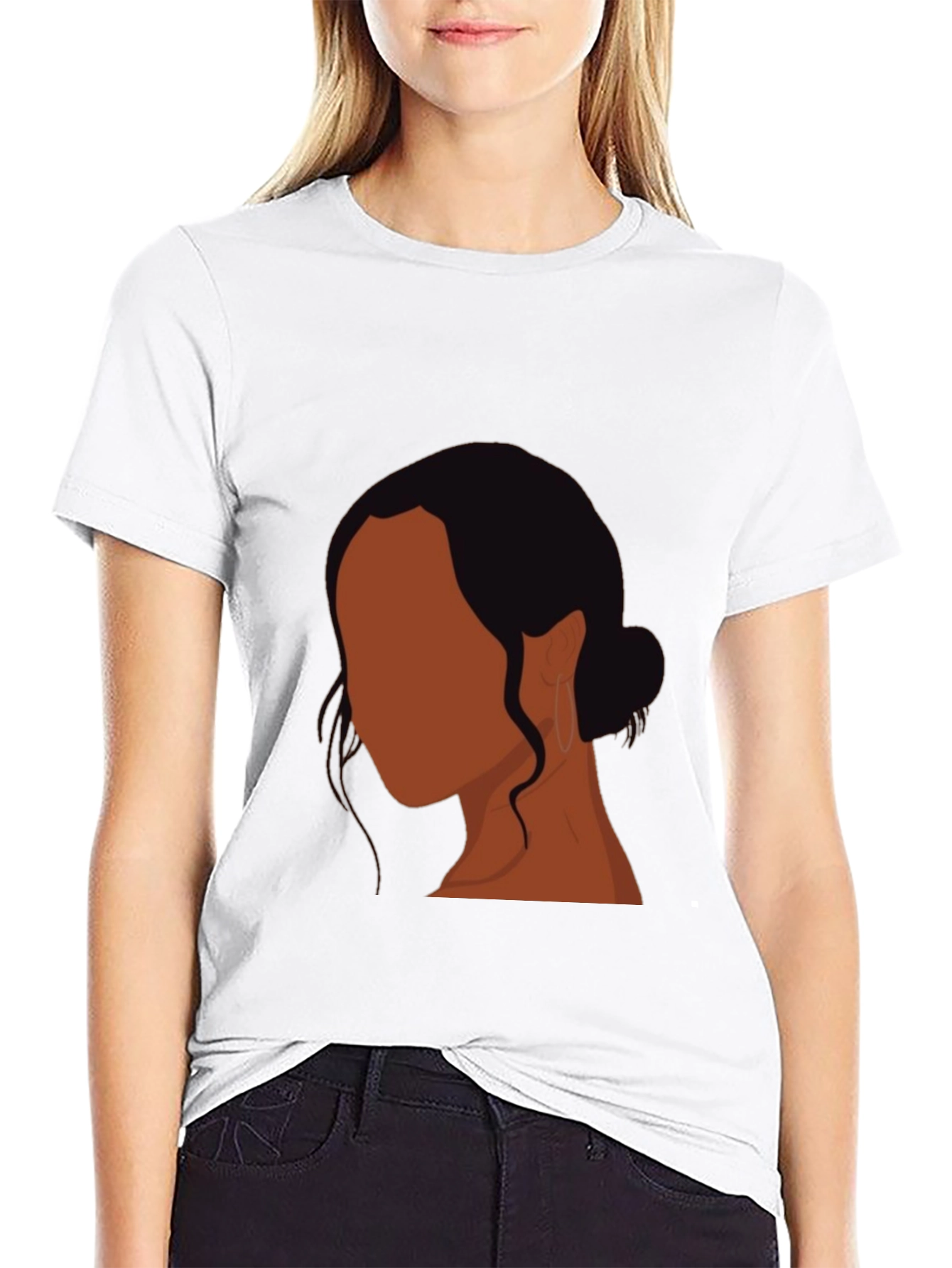 Minimalist Woman Portrait Black T-Shirt
