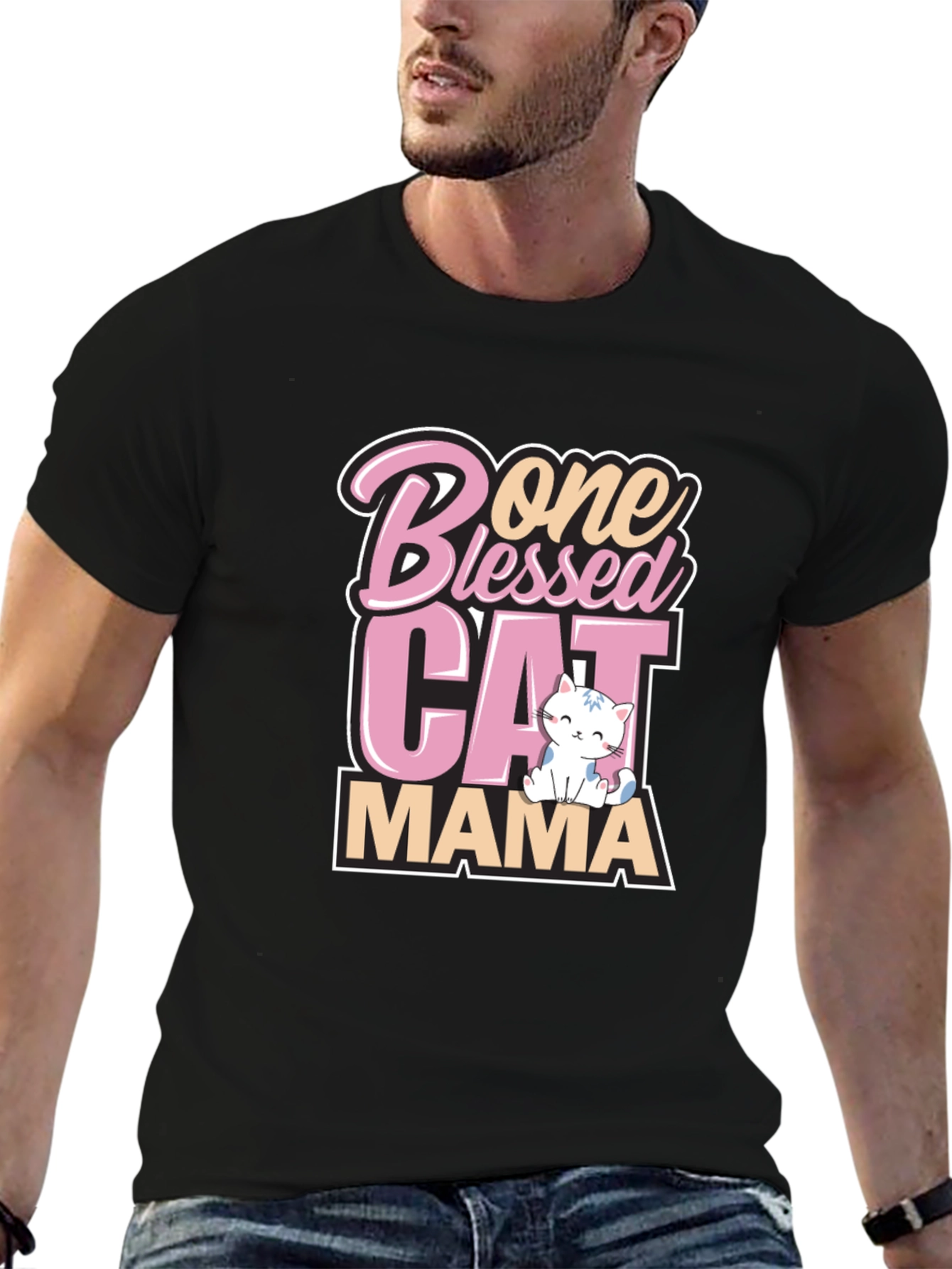 Blessed Cat Mama Black Graphic Tee
