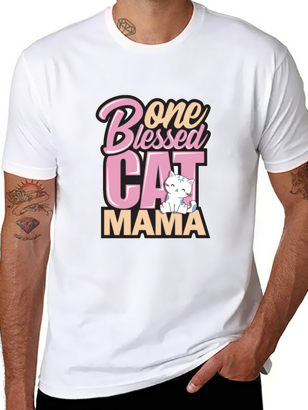 Blessed Cat Mama Black Graphic Tee