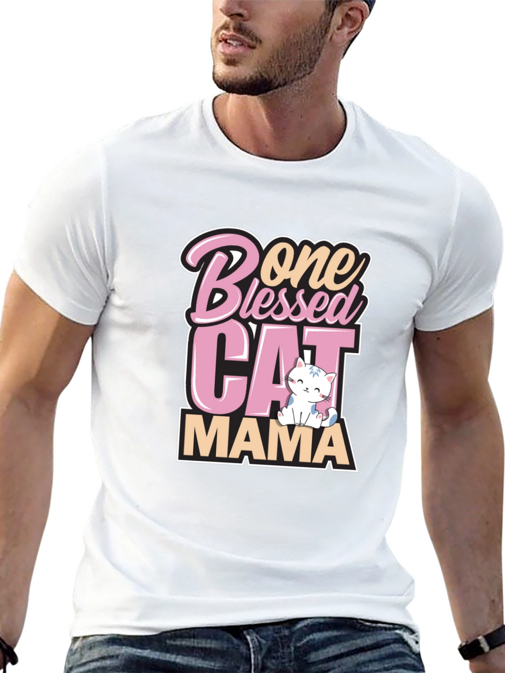 Blessed Cat Mama Black Graphic Tee