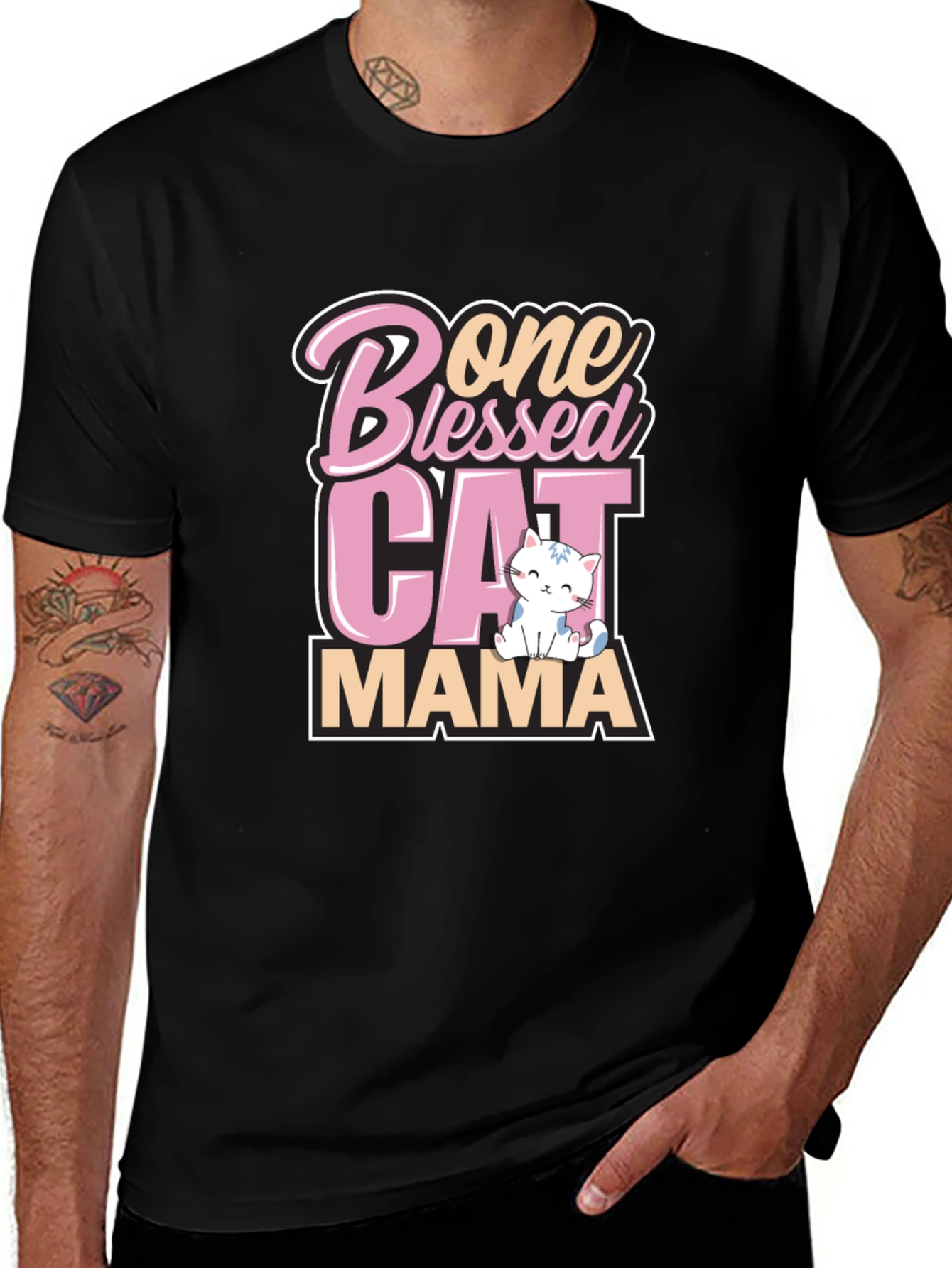 Blessed Cat Mama Black Graphic Tee