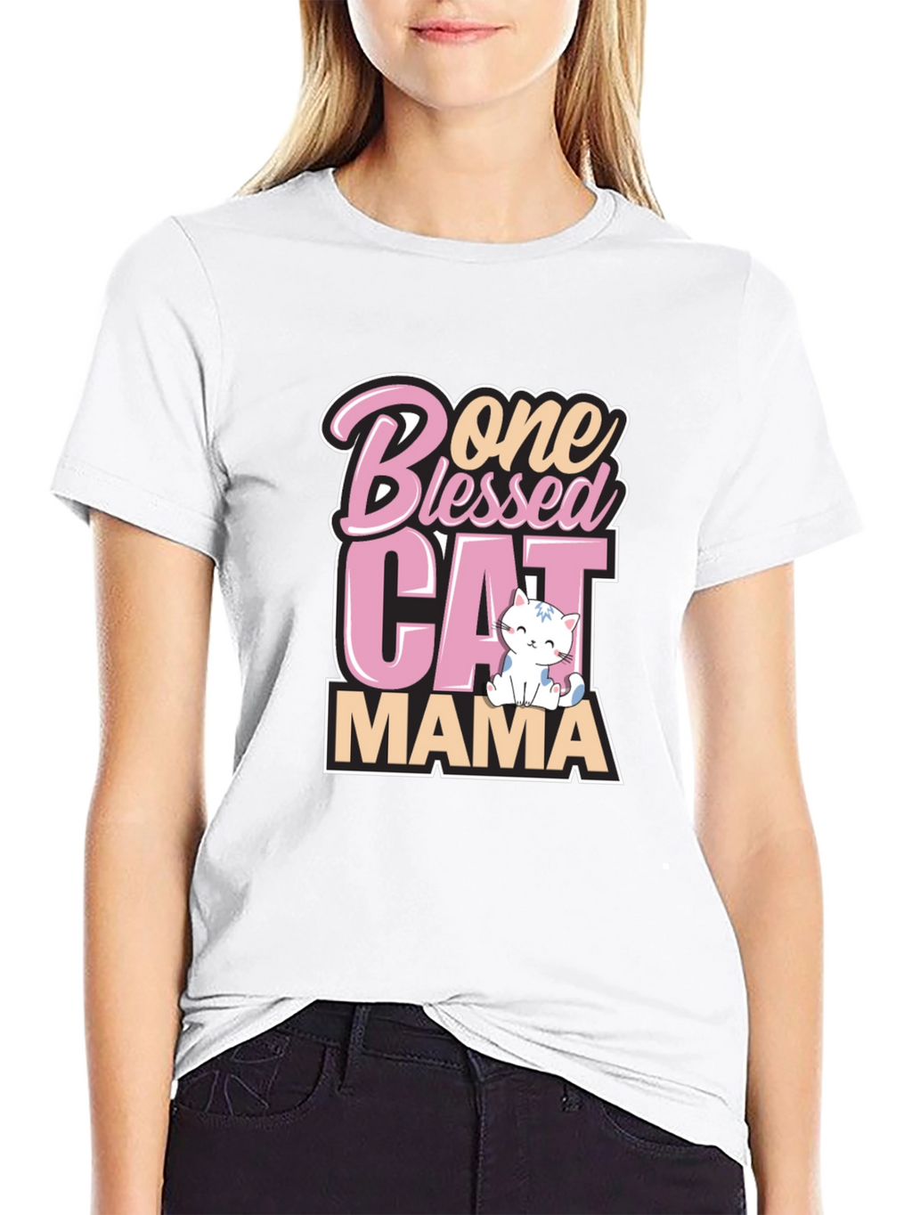 Blessed Cat Mama Black Graphic Tee