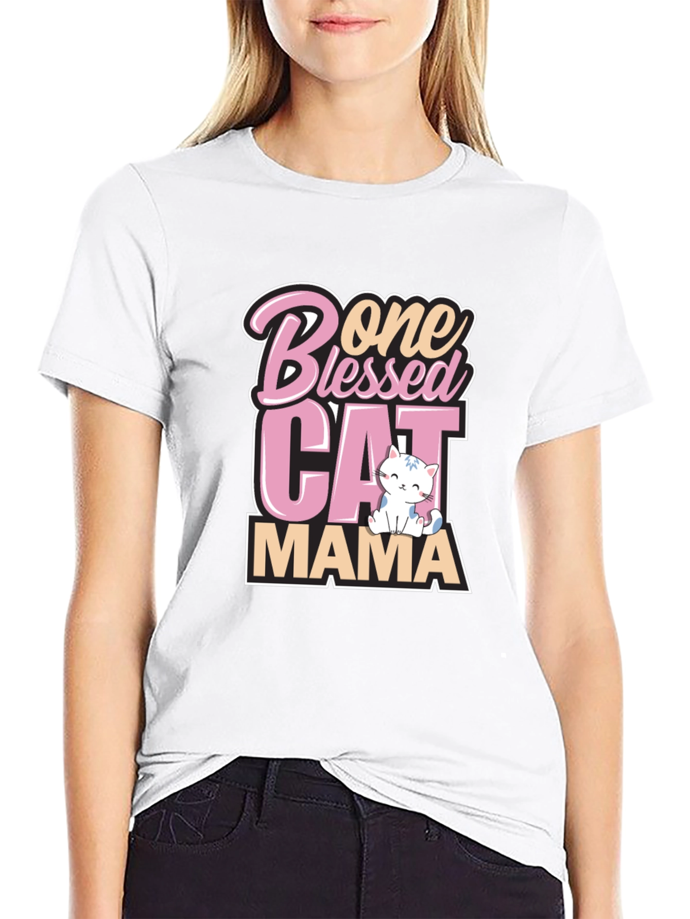 Blessed Cat Mama Black Graphic Tee